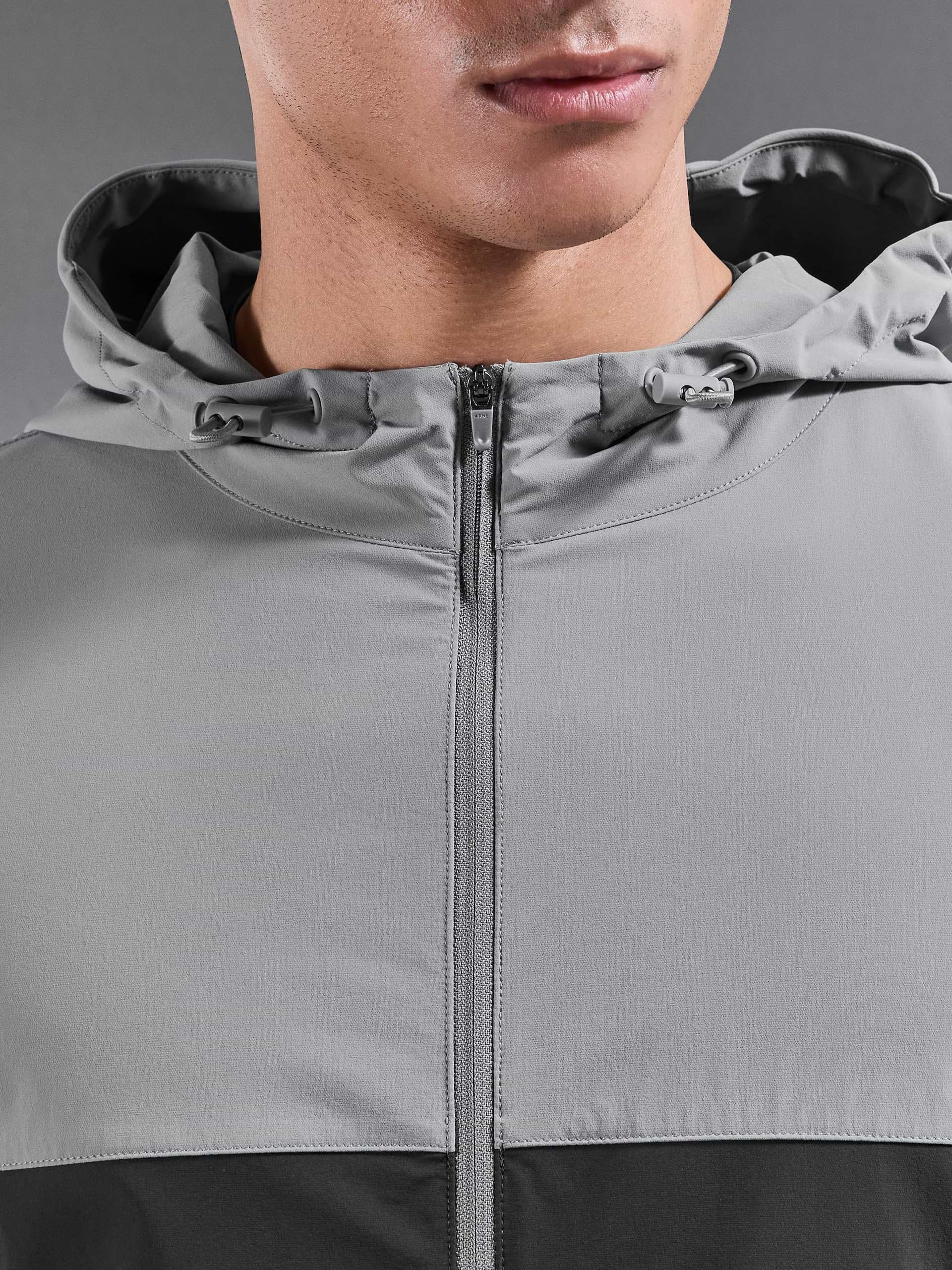 Active Colour Block Windbreaker in Mid Grey Grey