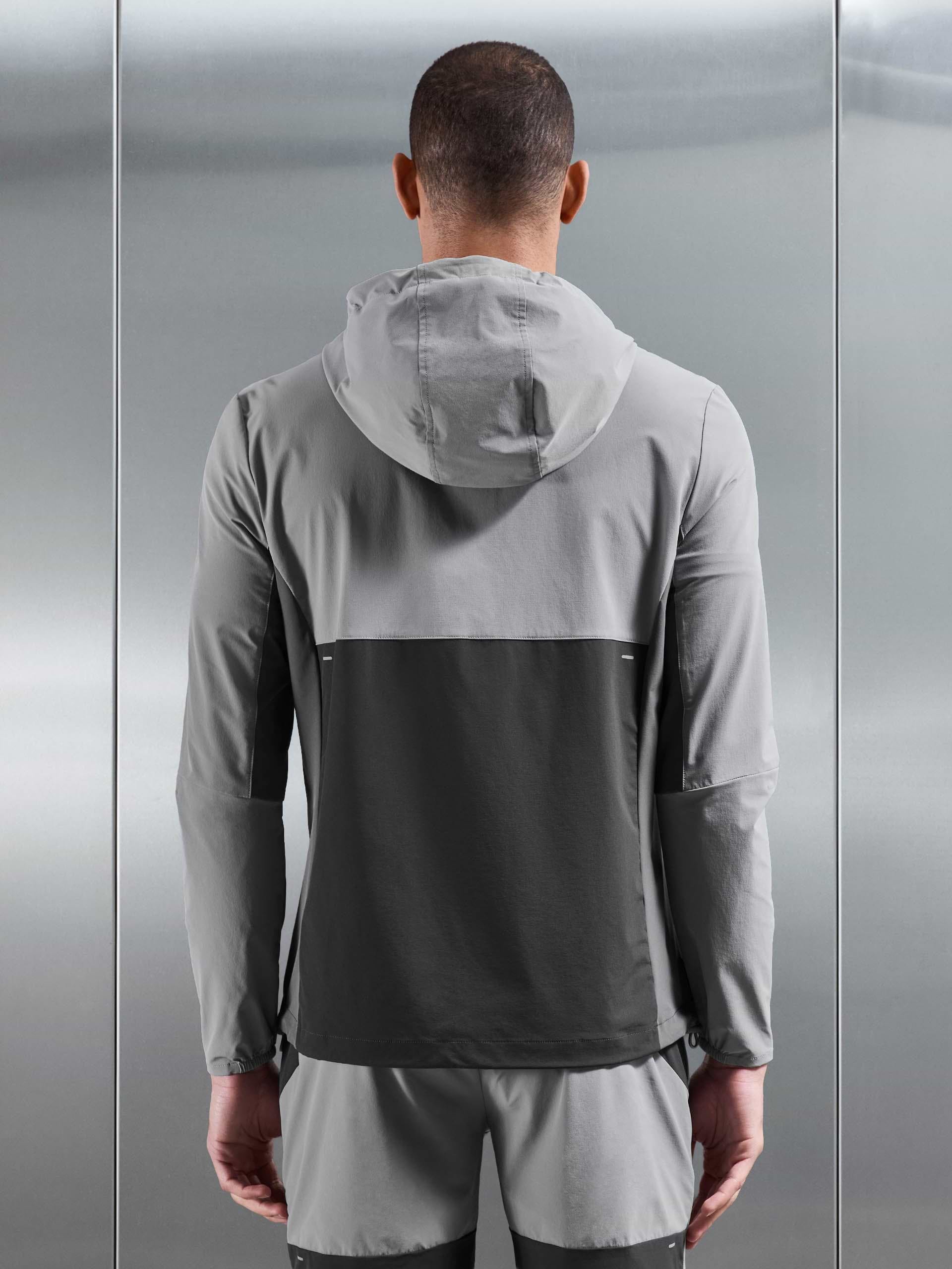 Active Colour Block Windbreaker in Mid Grey Grey