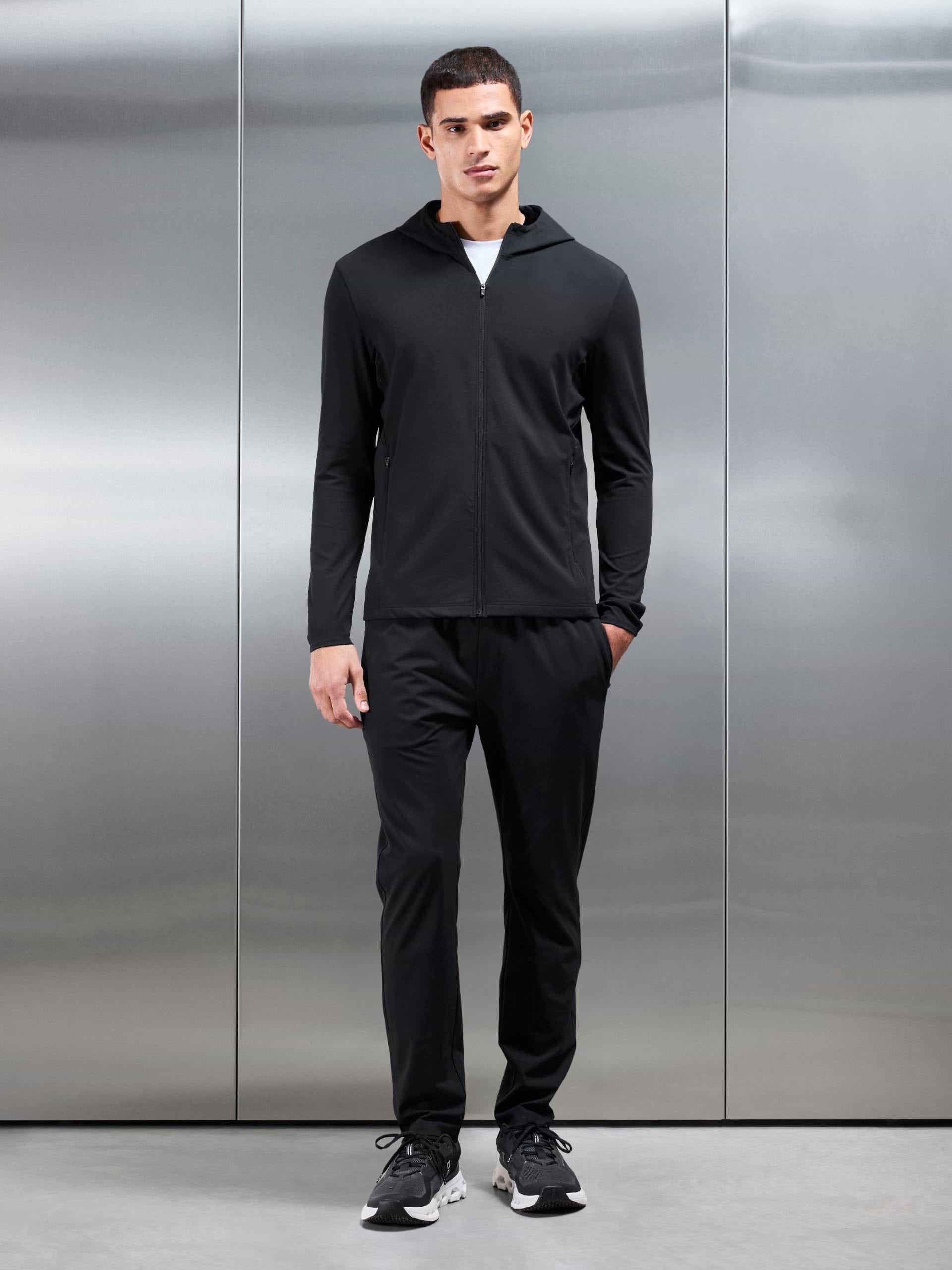 Active Jersey Zip Hoodie in Black