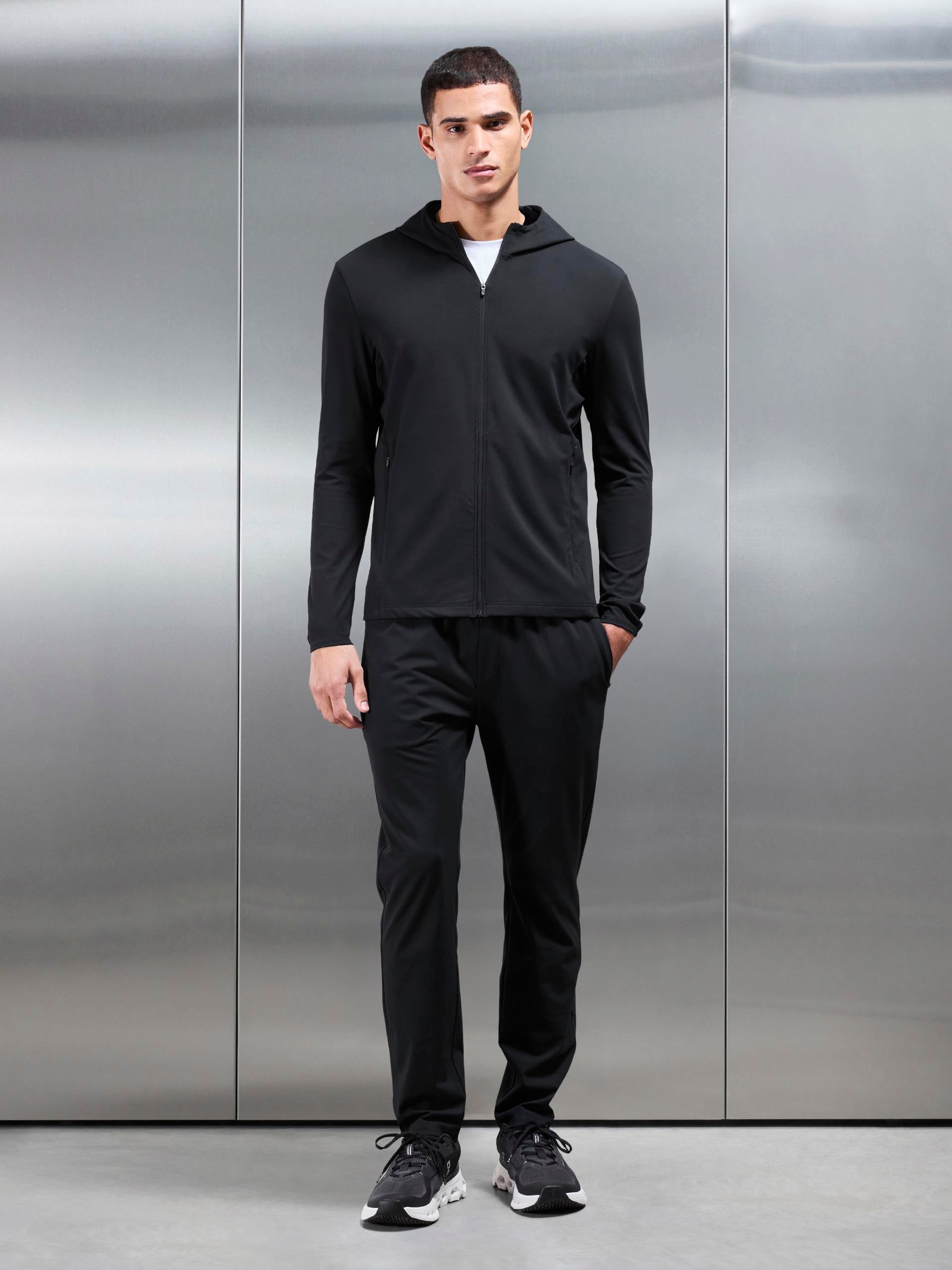 Active Jersey Zip Hoodie in Black