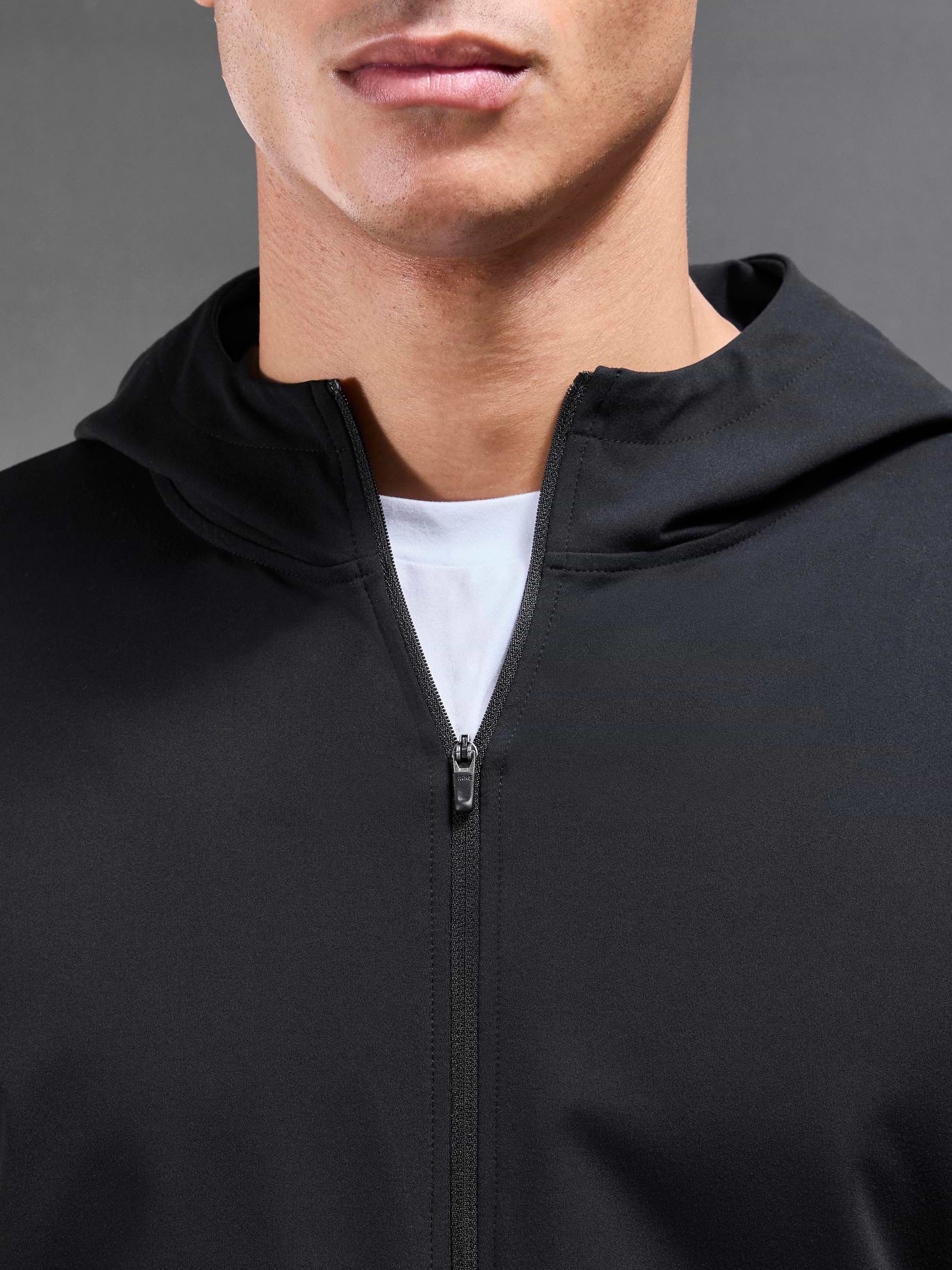 Active Jersey Zip Hoodie in Black