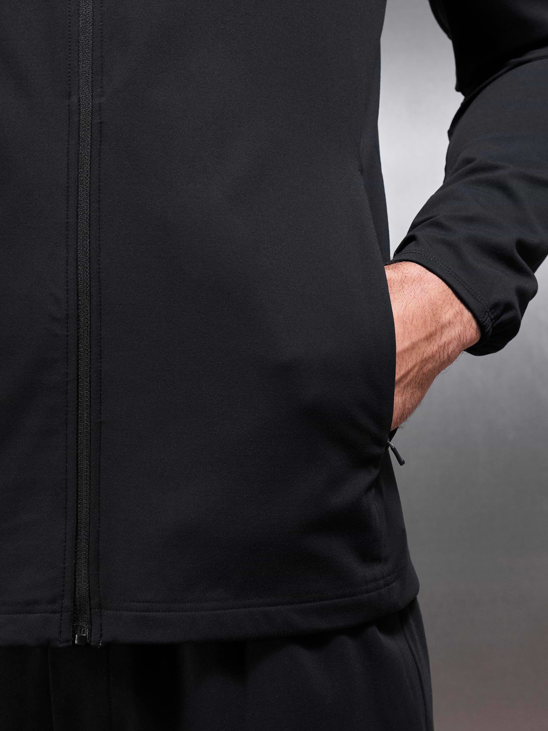 Active Jersey Zip Hoodie in Black