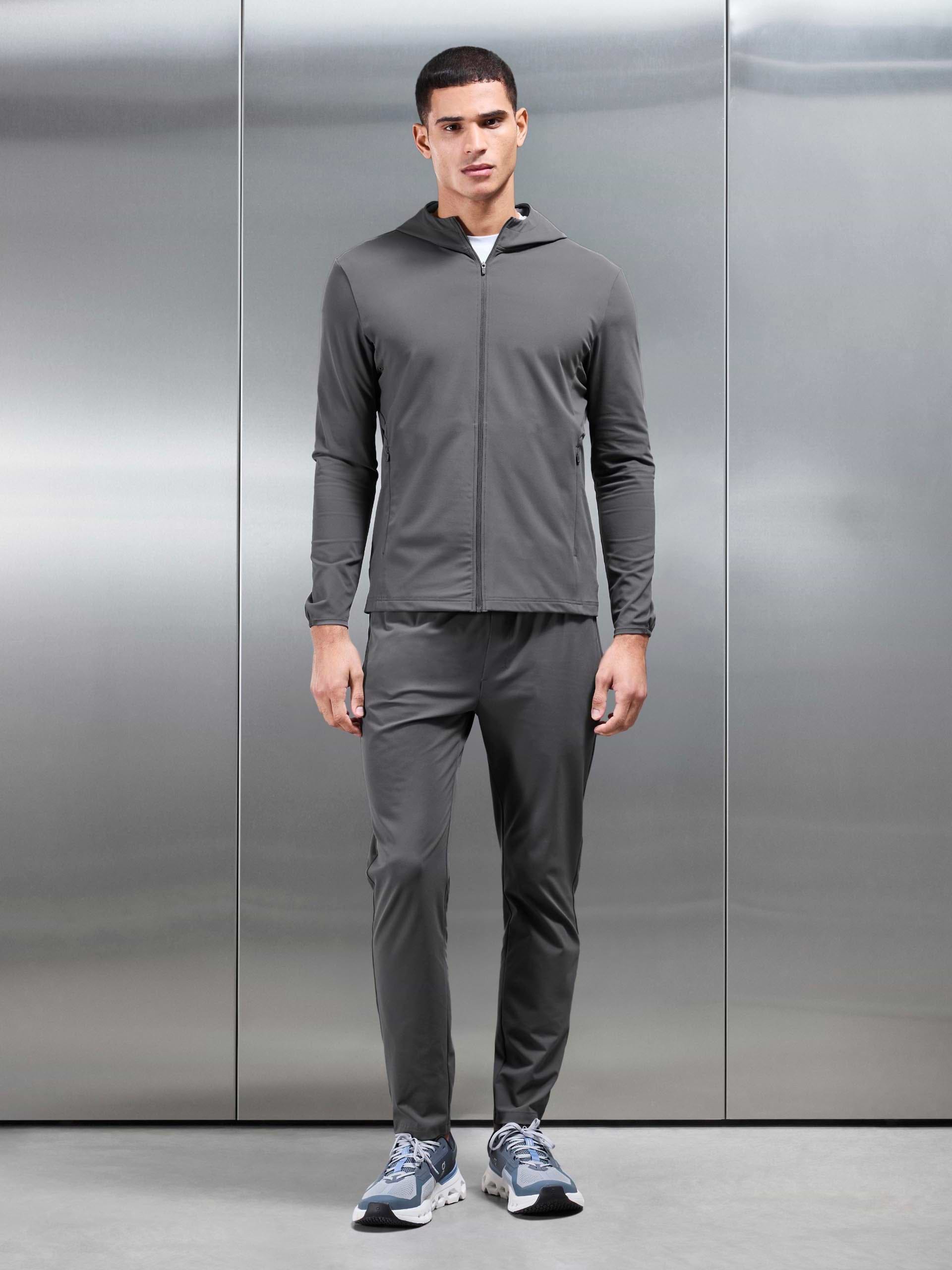 Active Jersey Zip Hoodie in Grey