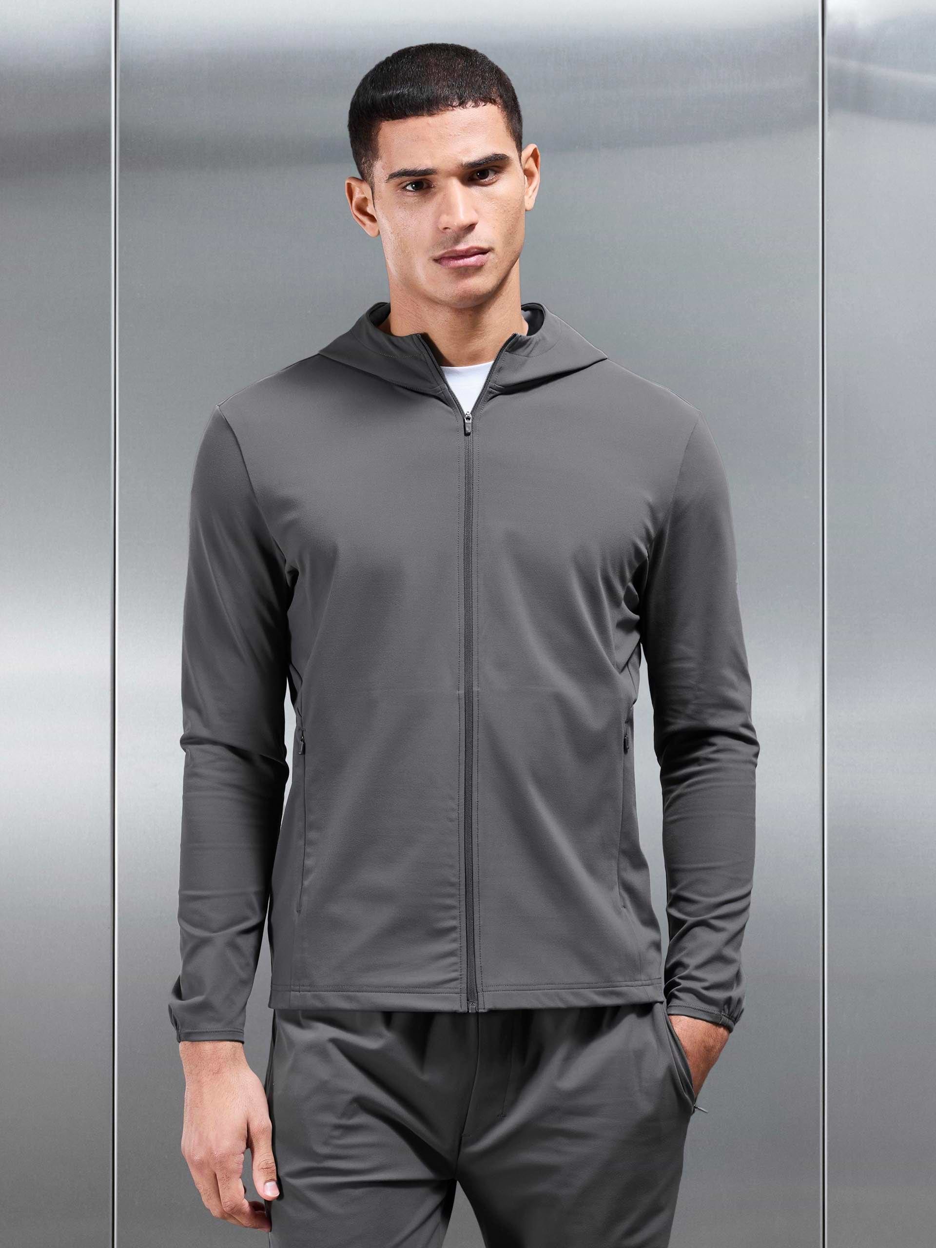 Active Jersey Zip Hoodie in Grey