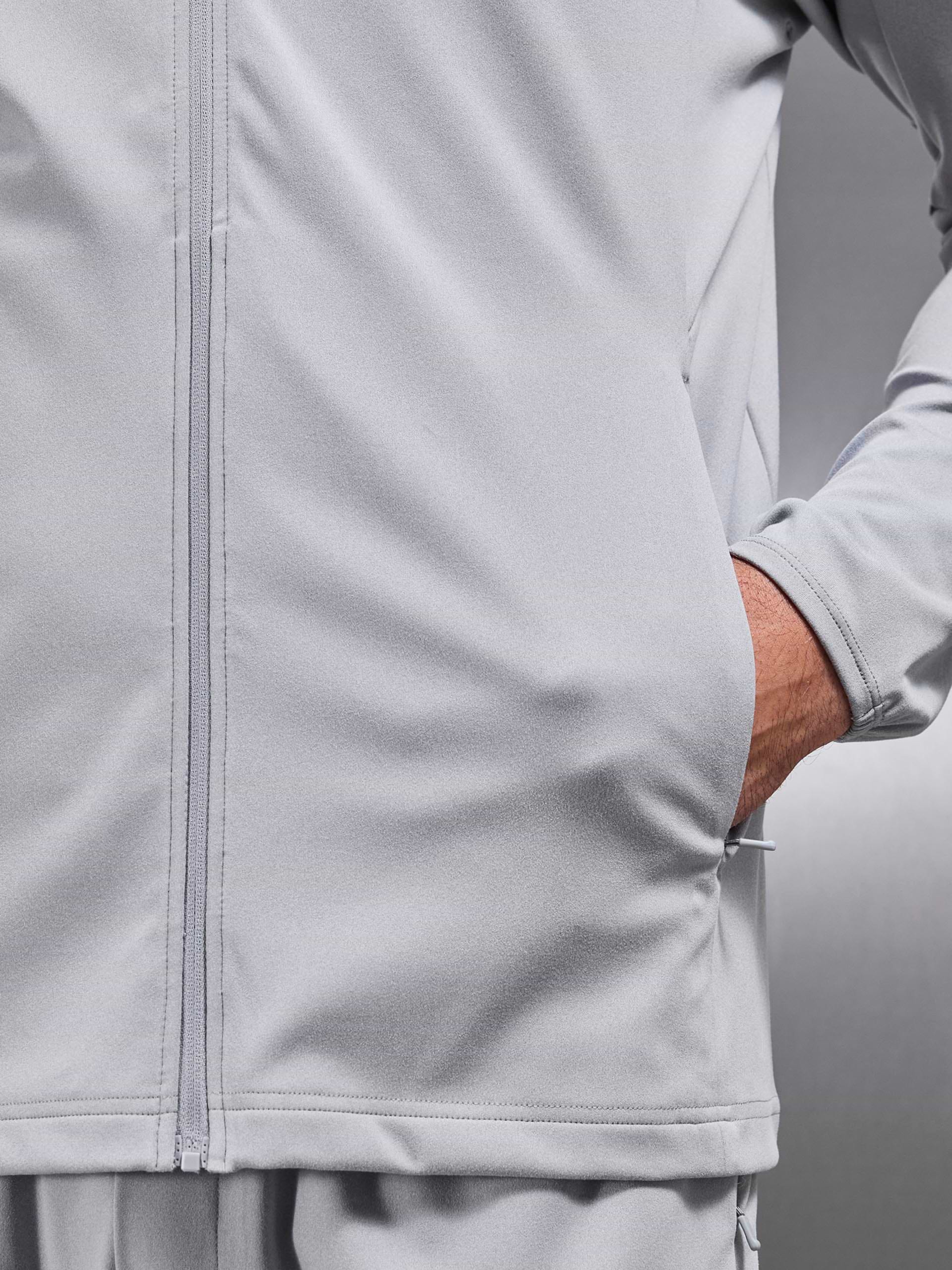 Active Jersey Zip Hoodie in Marl Grey