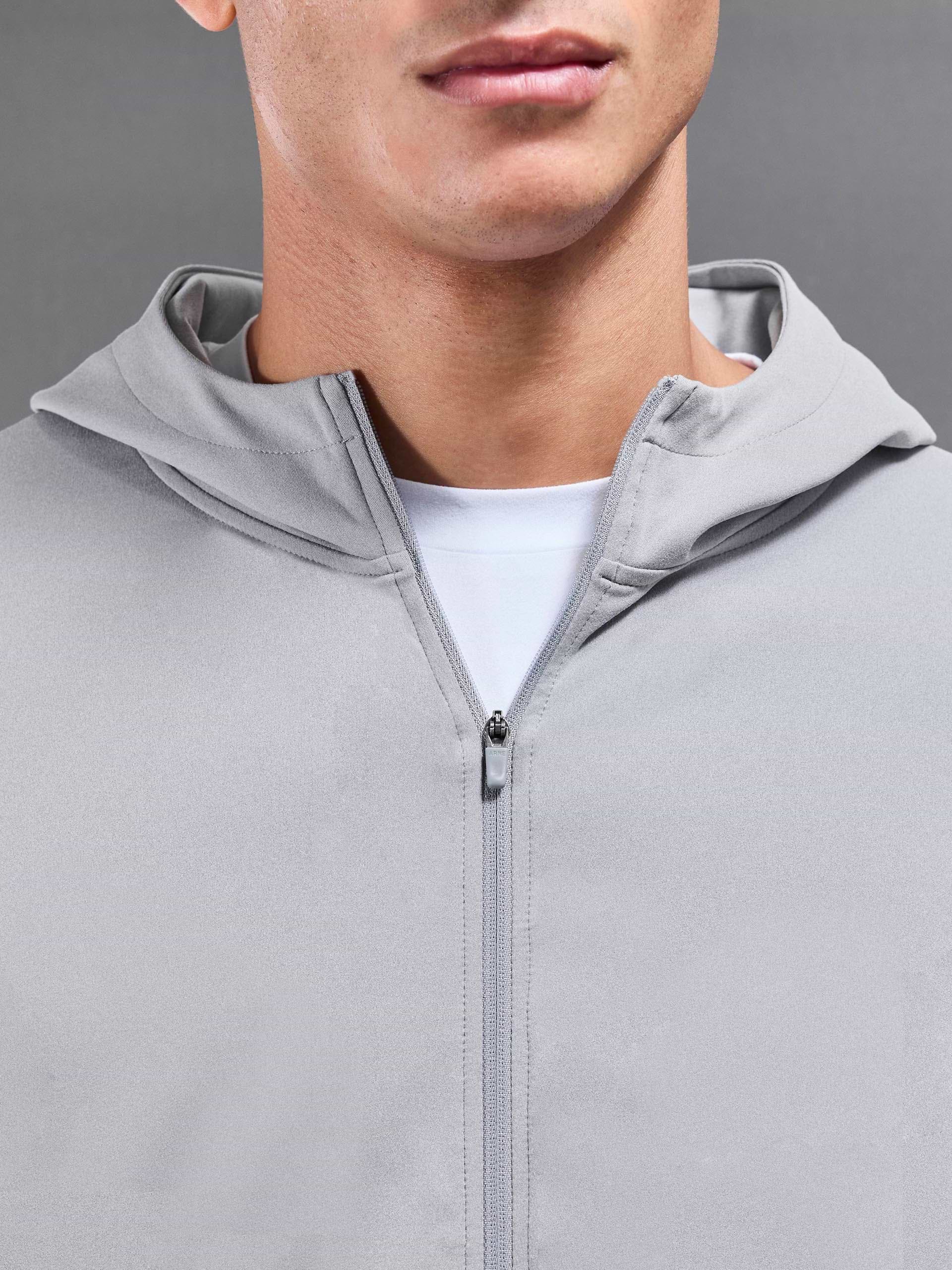 Active Jersey Zip Hoodie in Marl Grey