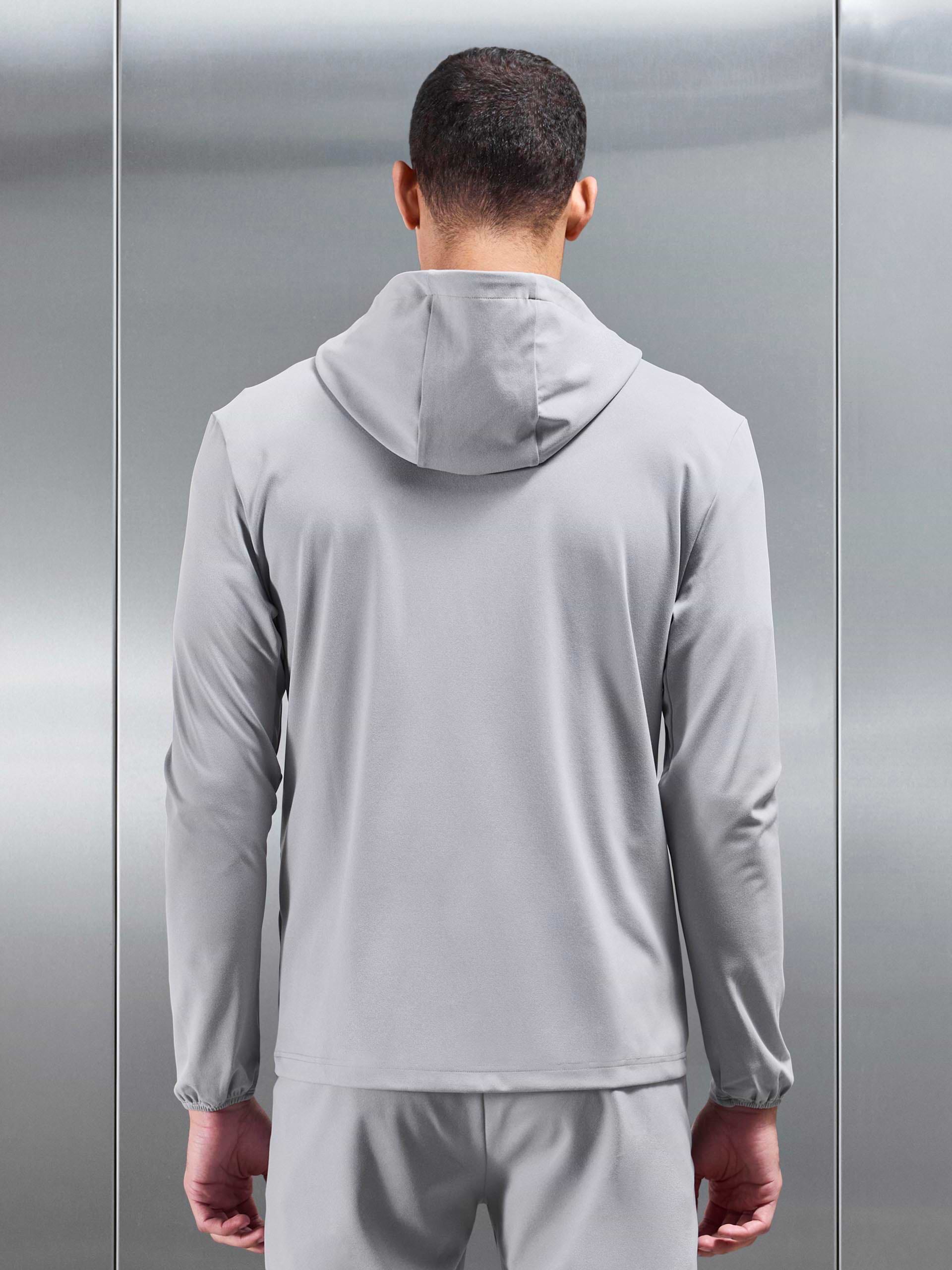 Active Jersey Zip Hoodie in Marl Grey