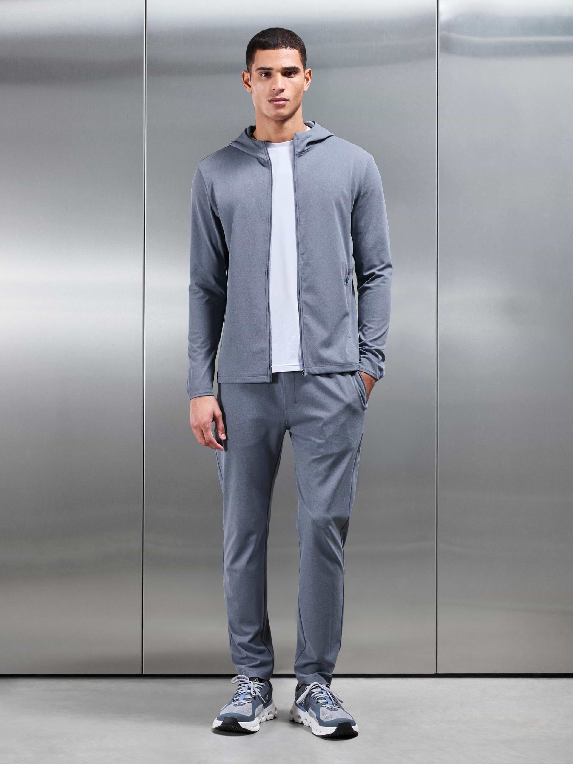 Active Jersey Zip Hoodie in Navy Marl