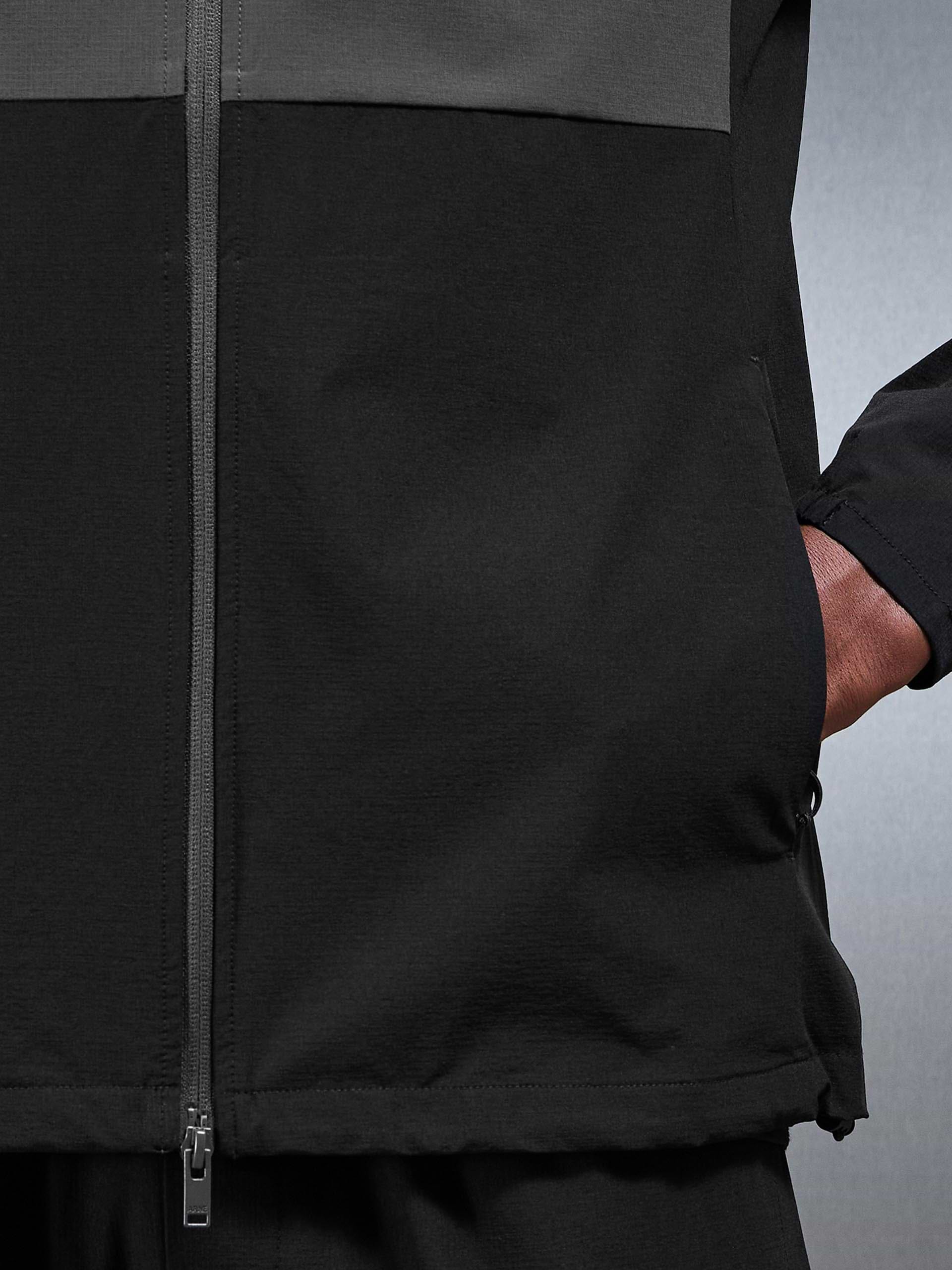 Active Technical Colour Block Windbreaker in Black Grey