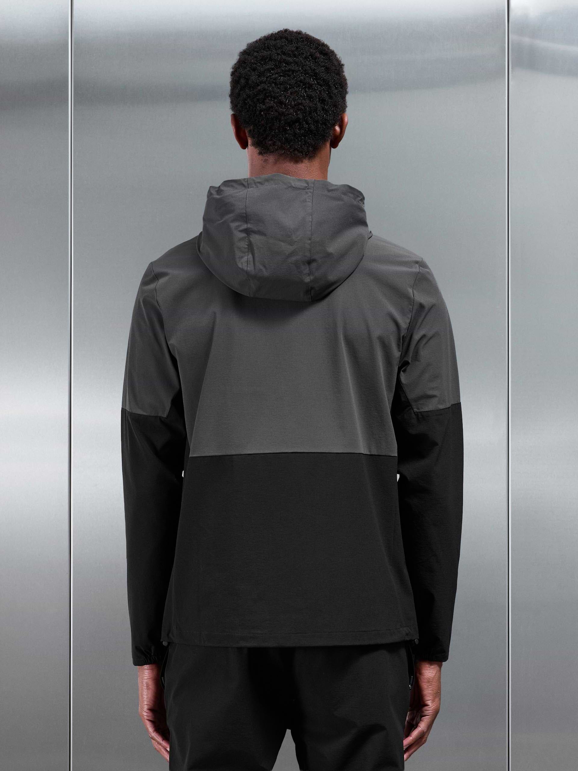 Active Technical Colour Block Windbreaker in Black Grey