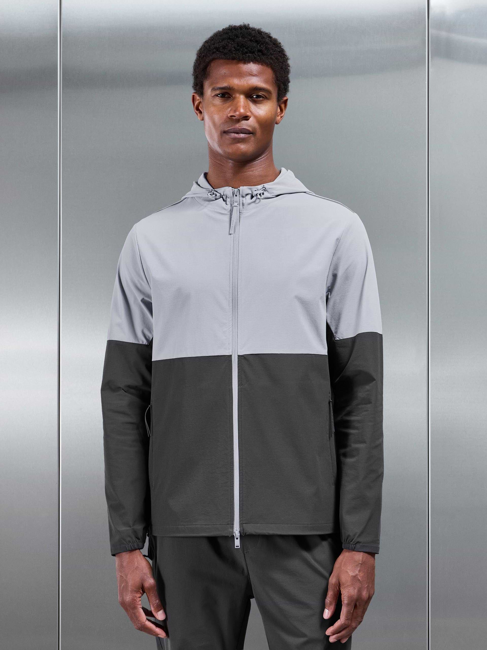 Active Technical Colour Block Windbreaker in Grey Mid Grey