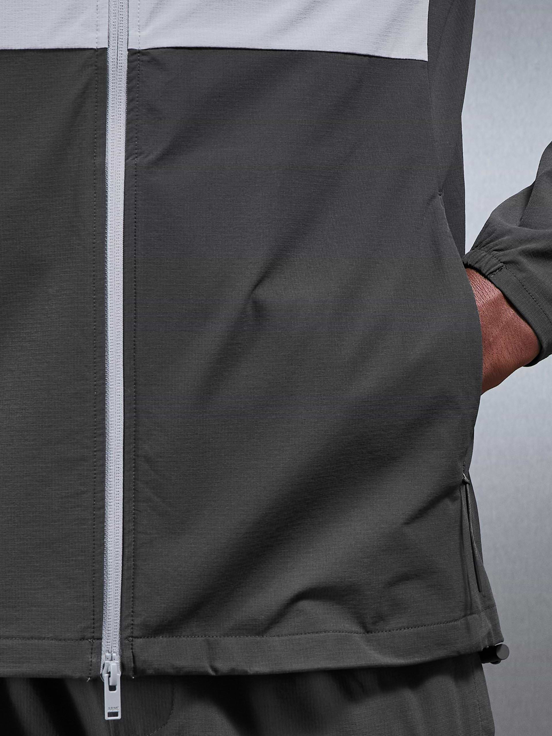 Active Technical Colour Block Windbreaker in Grey Mid Grey
