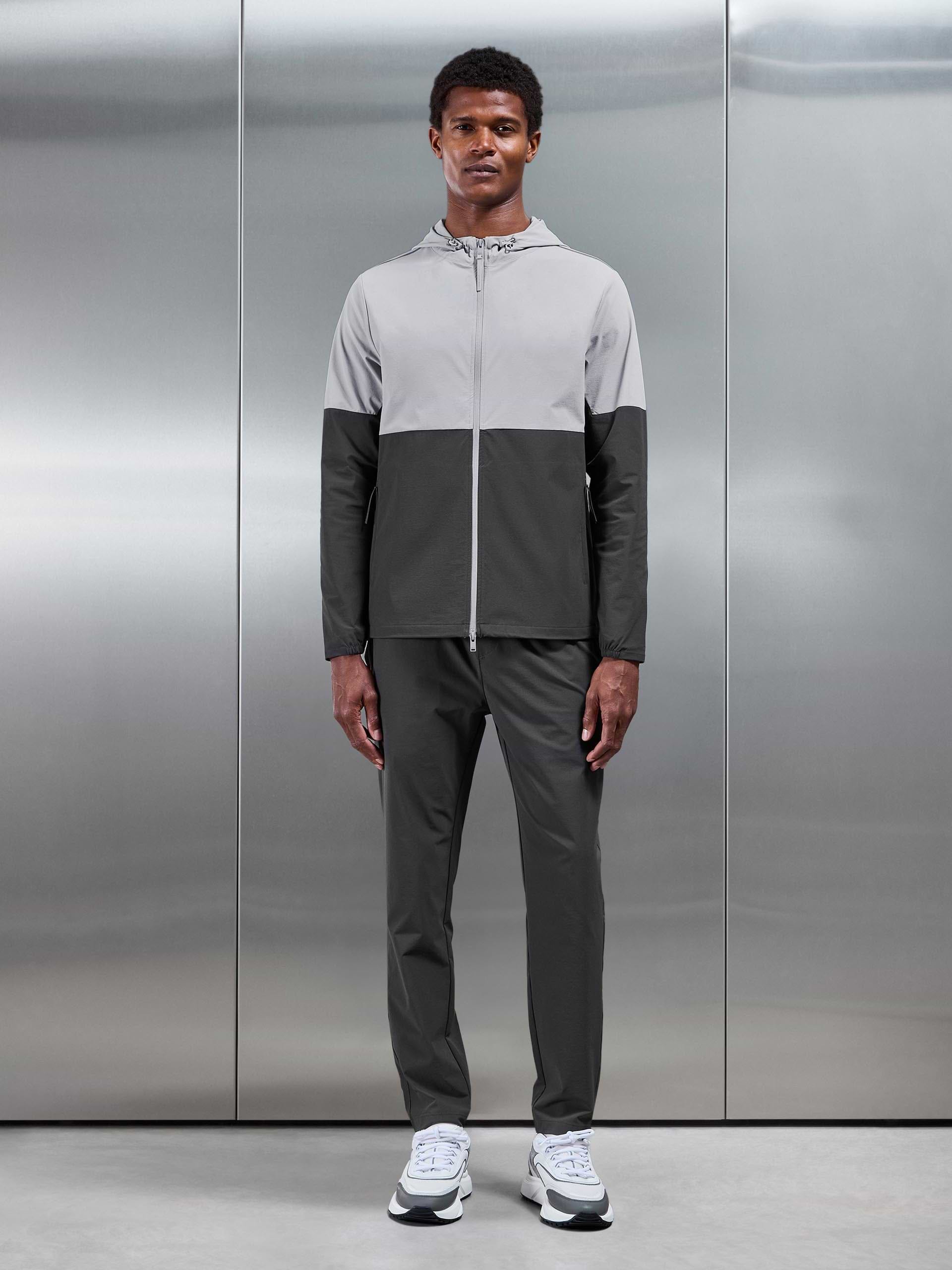 Active Technical Colour Block Windbreaker in Grey Mid Grey