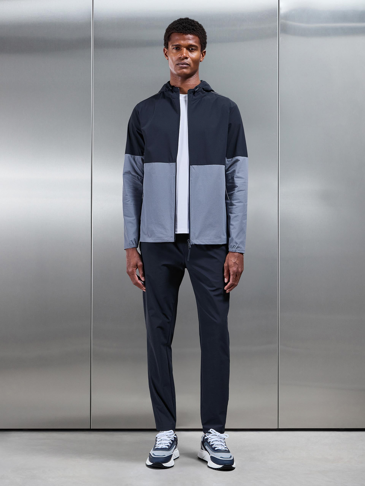 Active Technical Colour Block Windbreaker in Navy Light Blue | ARNE UK