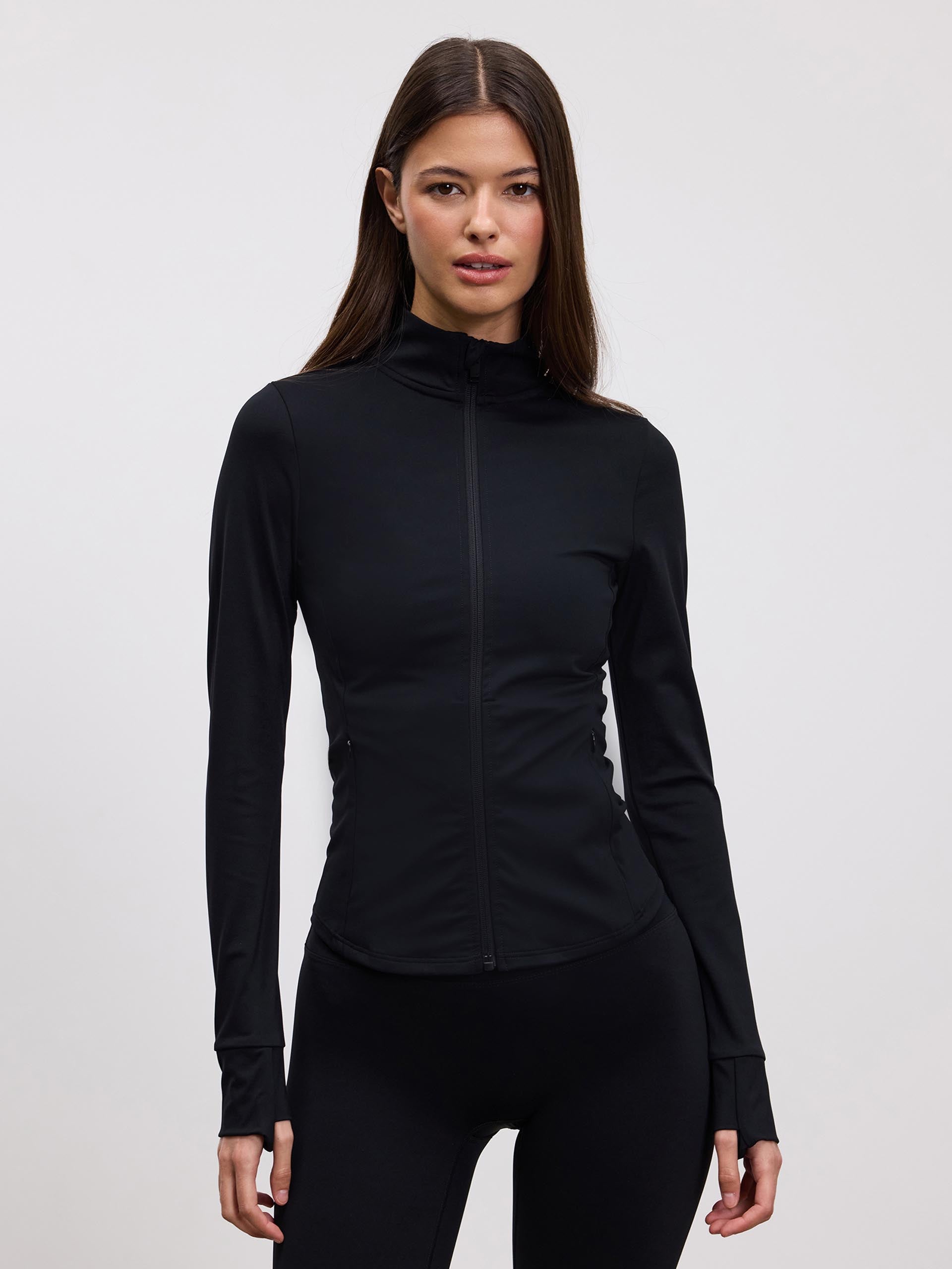Womens Active Zip Through Jacket in Black | ARNE UK