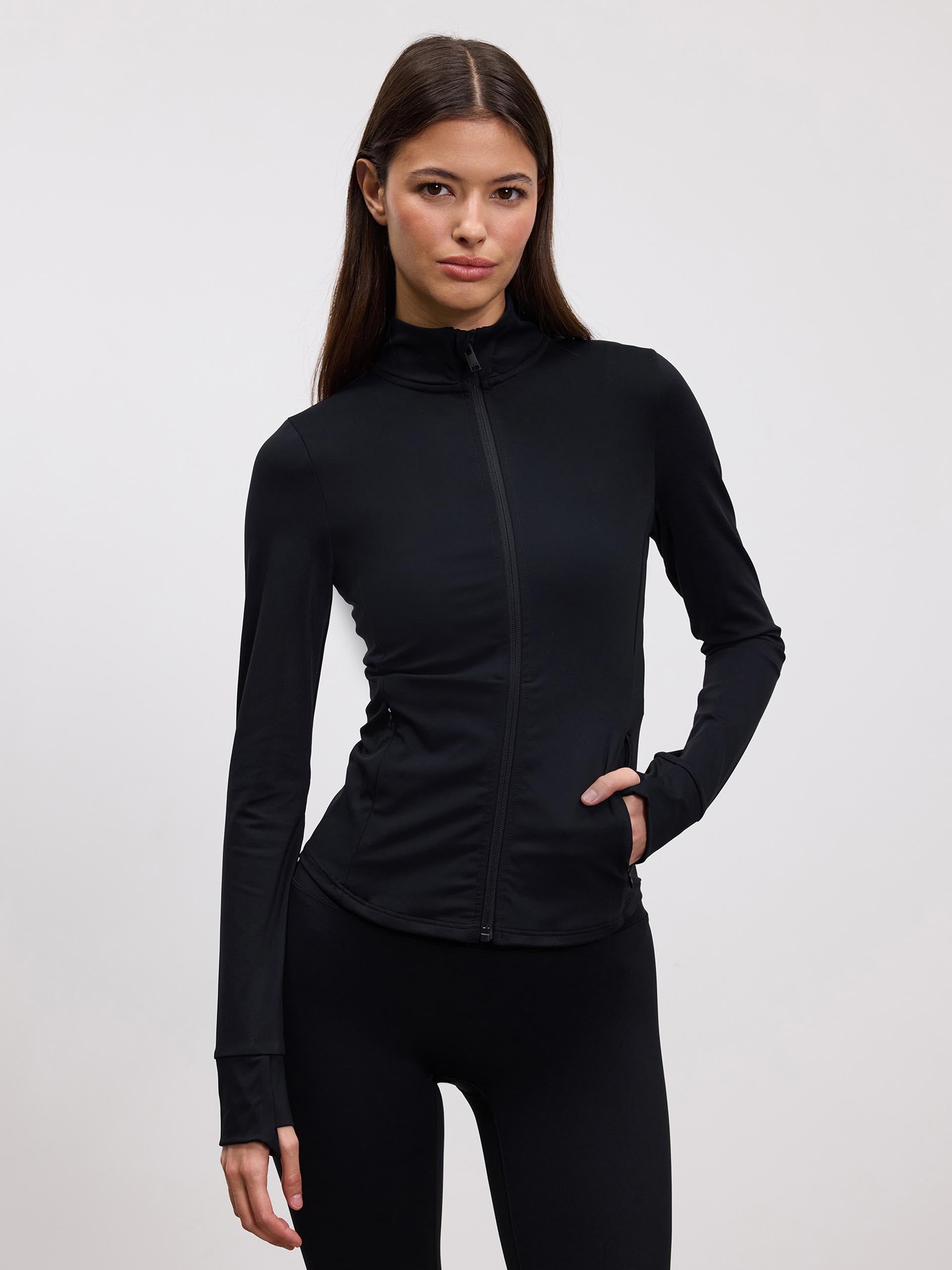 Womens Active Zip Through Jacket in Black