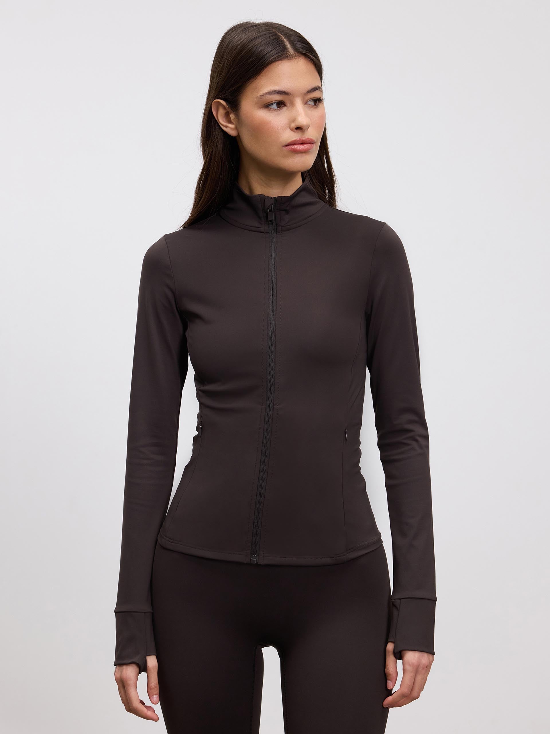 Womens Active Zip Through Jacket in Brown