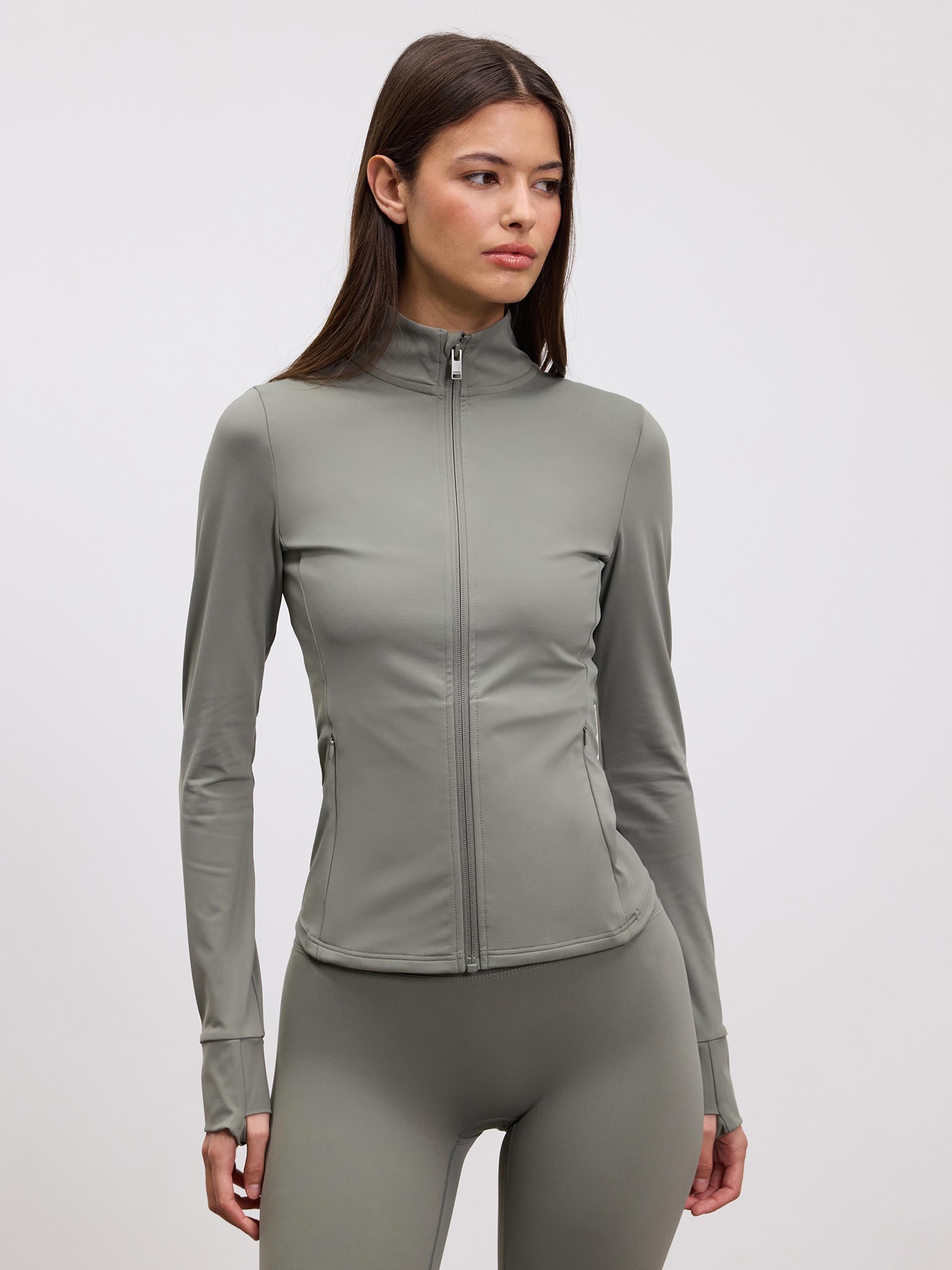 Womens Active Zip Through Jacket in Sage