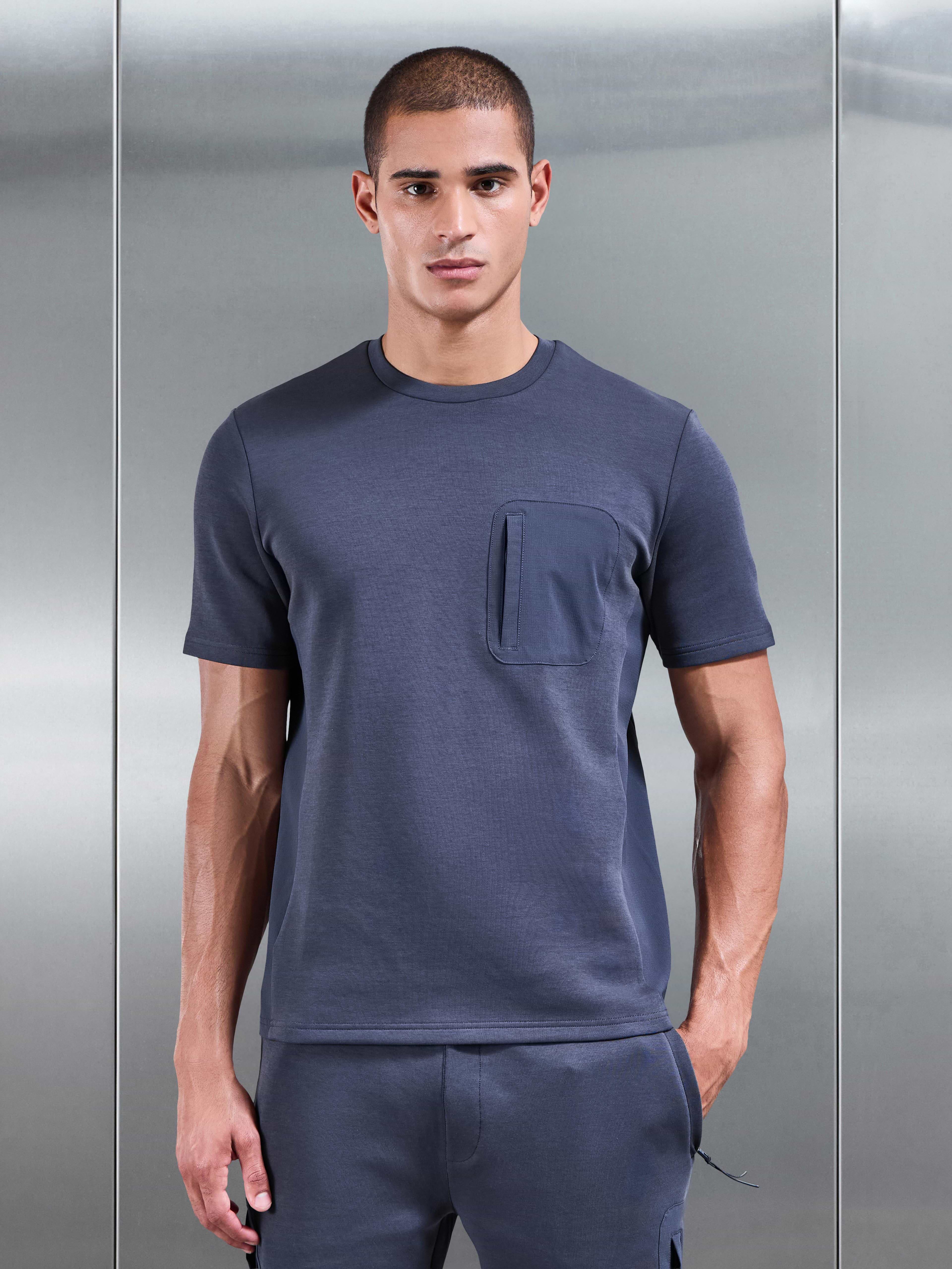 AirTech Hybrid Pocket T-Shirt in Slate Blue