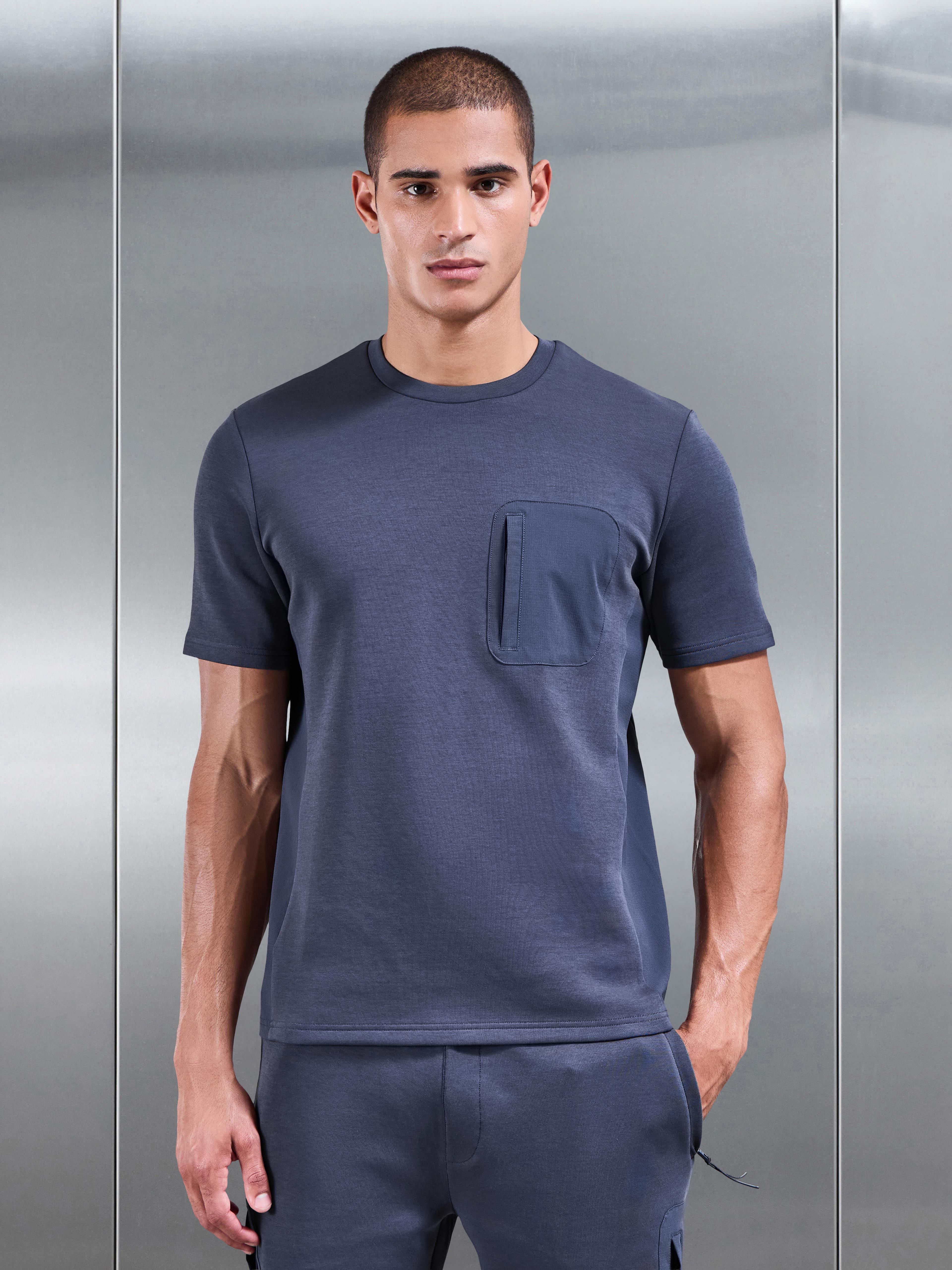 AirTech Hybrid Pocket T-Shirt in Slate Blue