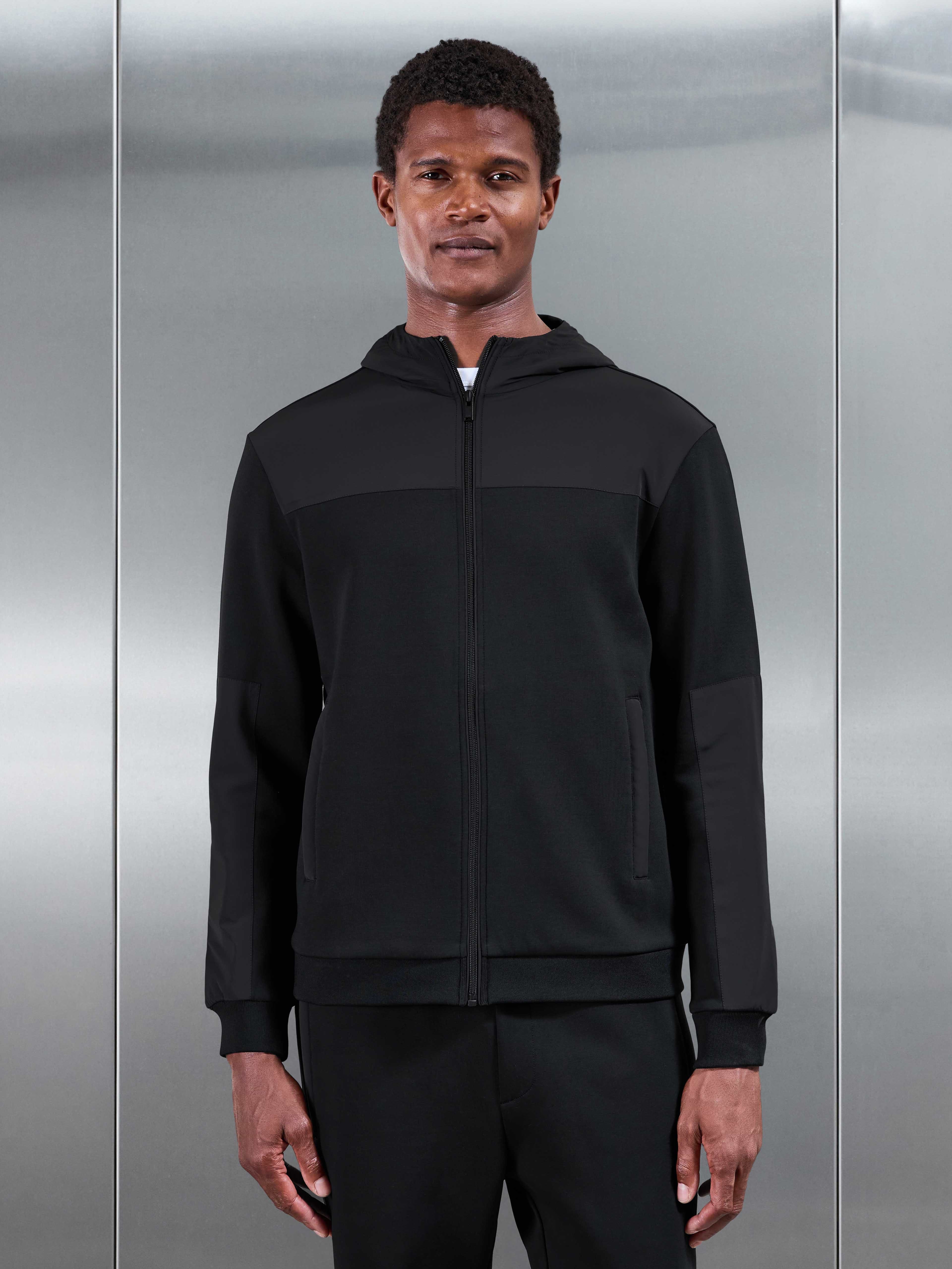 Apex Hybrid Jersey Windbreaker in Black
