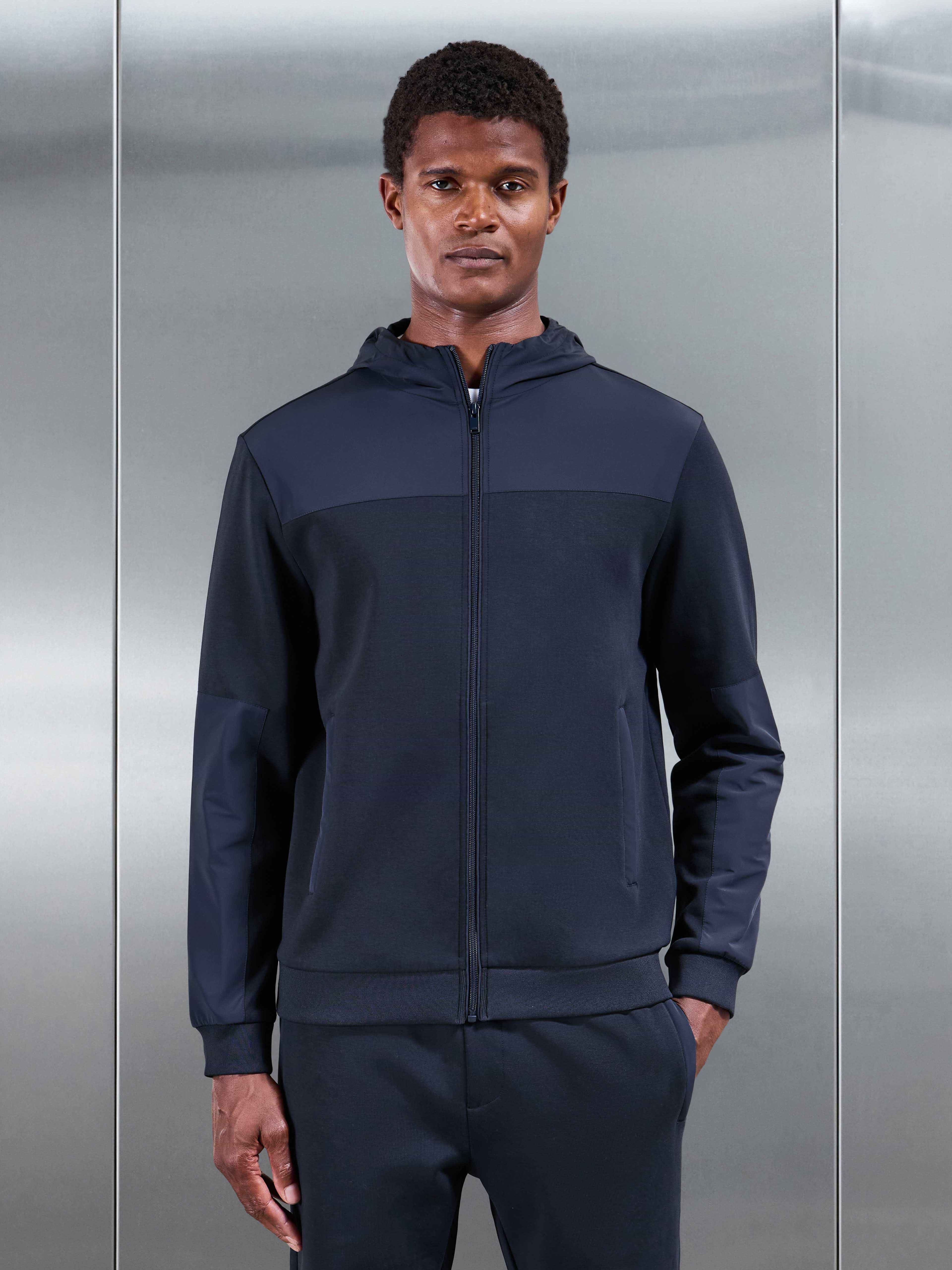 Apex Hybrid Jersey Windbreaker in Navy