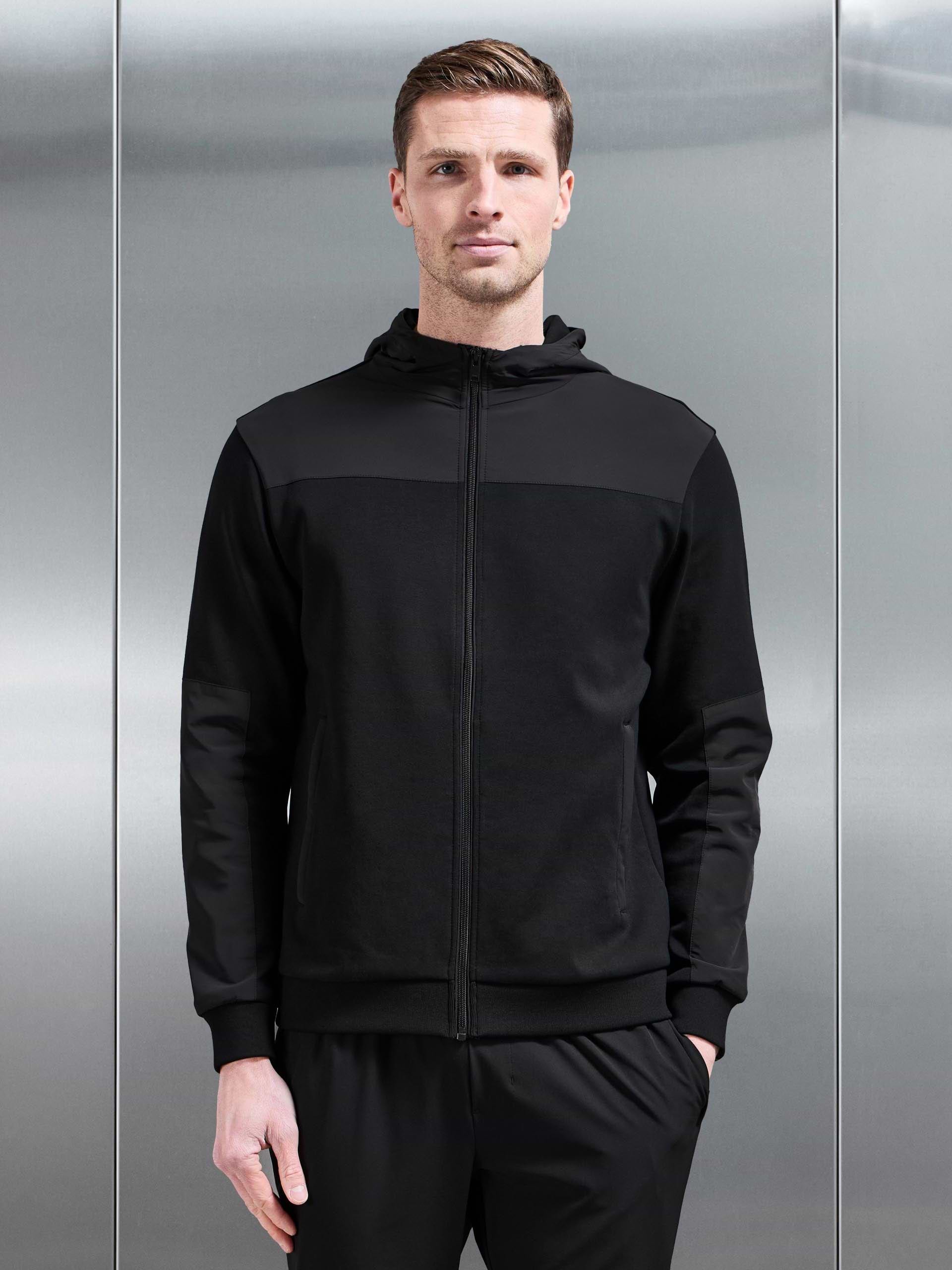 Apex Hybrid Jersey Windbreaker in Black