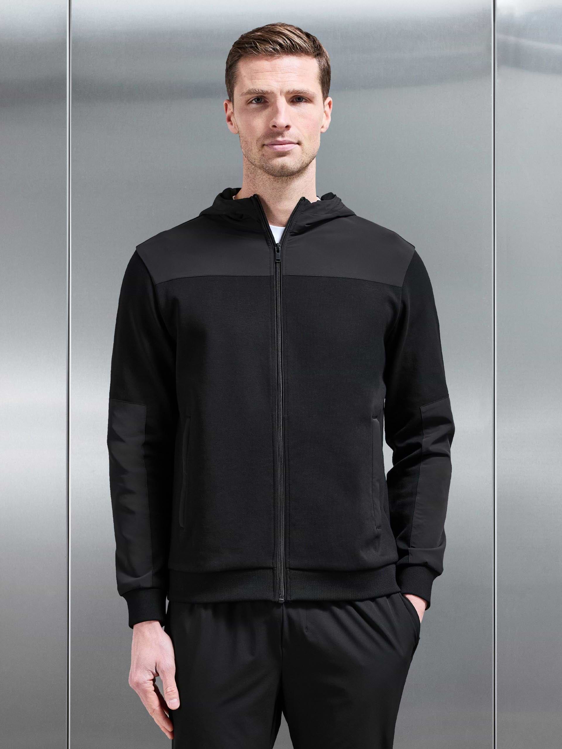 Apex Hybrid Jersey Windbreaker in Black