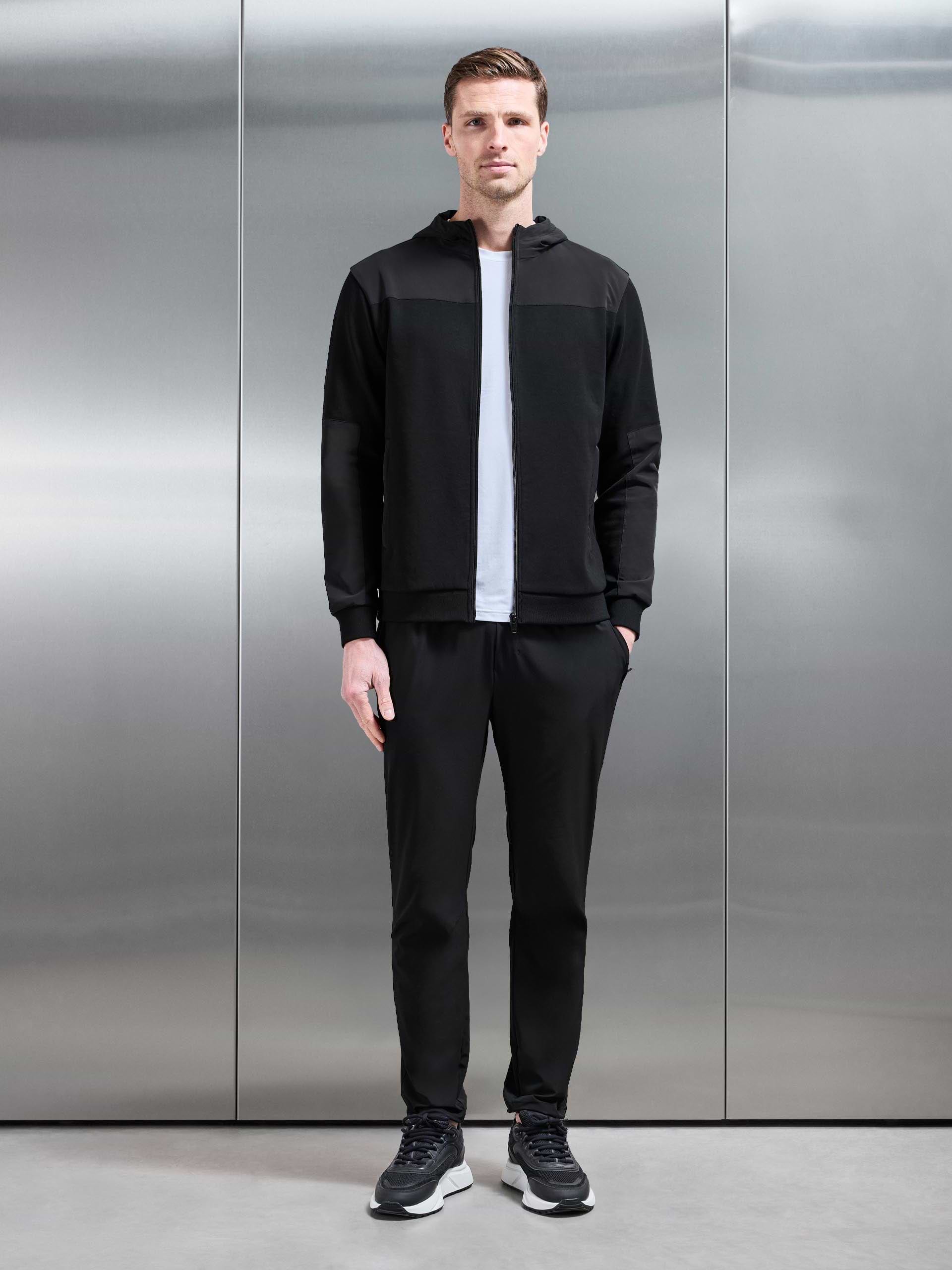 Apex Hybrid Jersey Windbreaker in Black