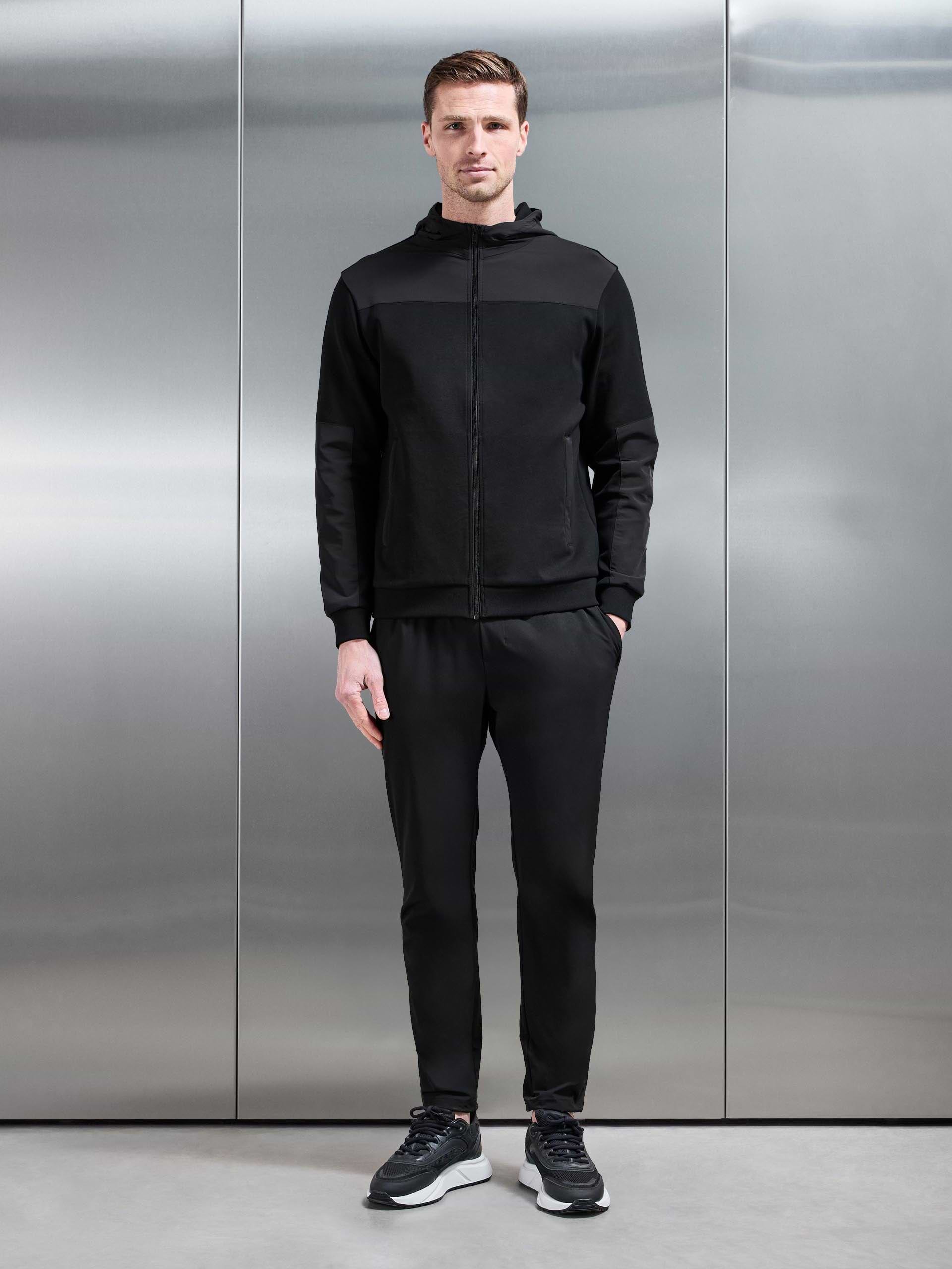 Apex Hybrid Jersey Windbreaker in Black