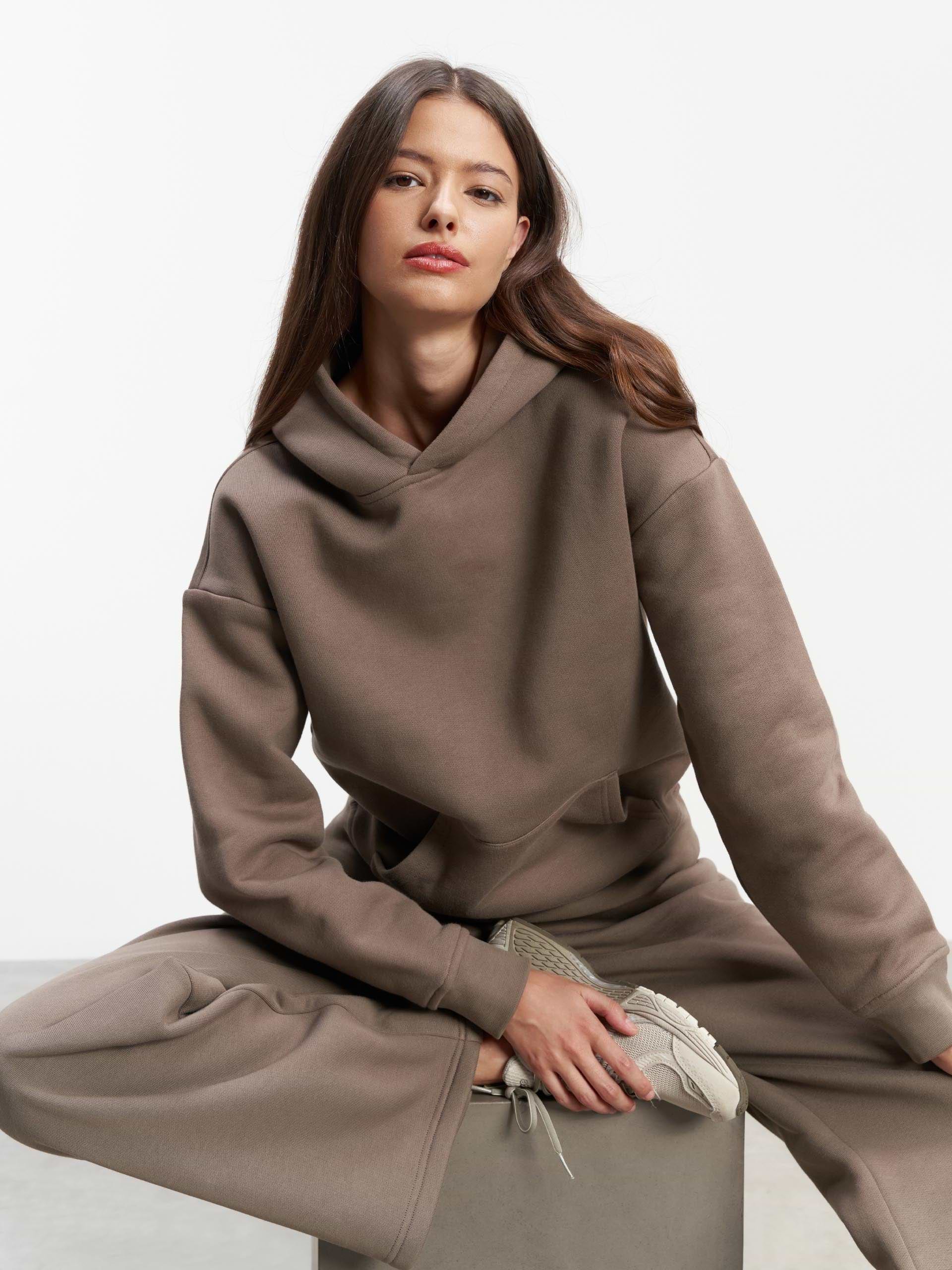 Womens Relaxed Hoodie in Taupe