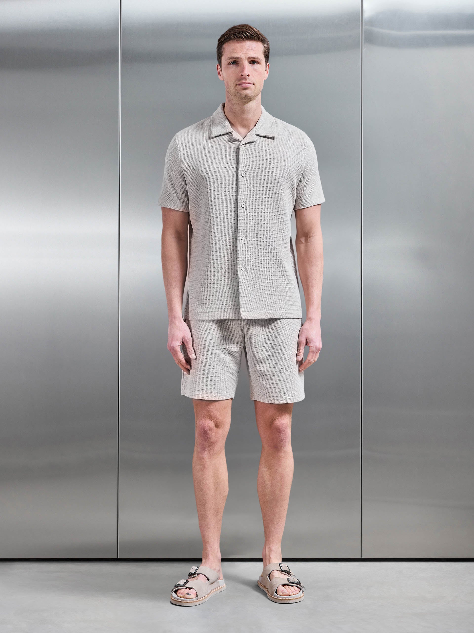 Aztec Revere Collar Shirt in Stone