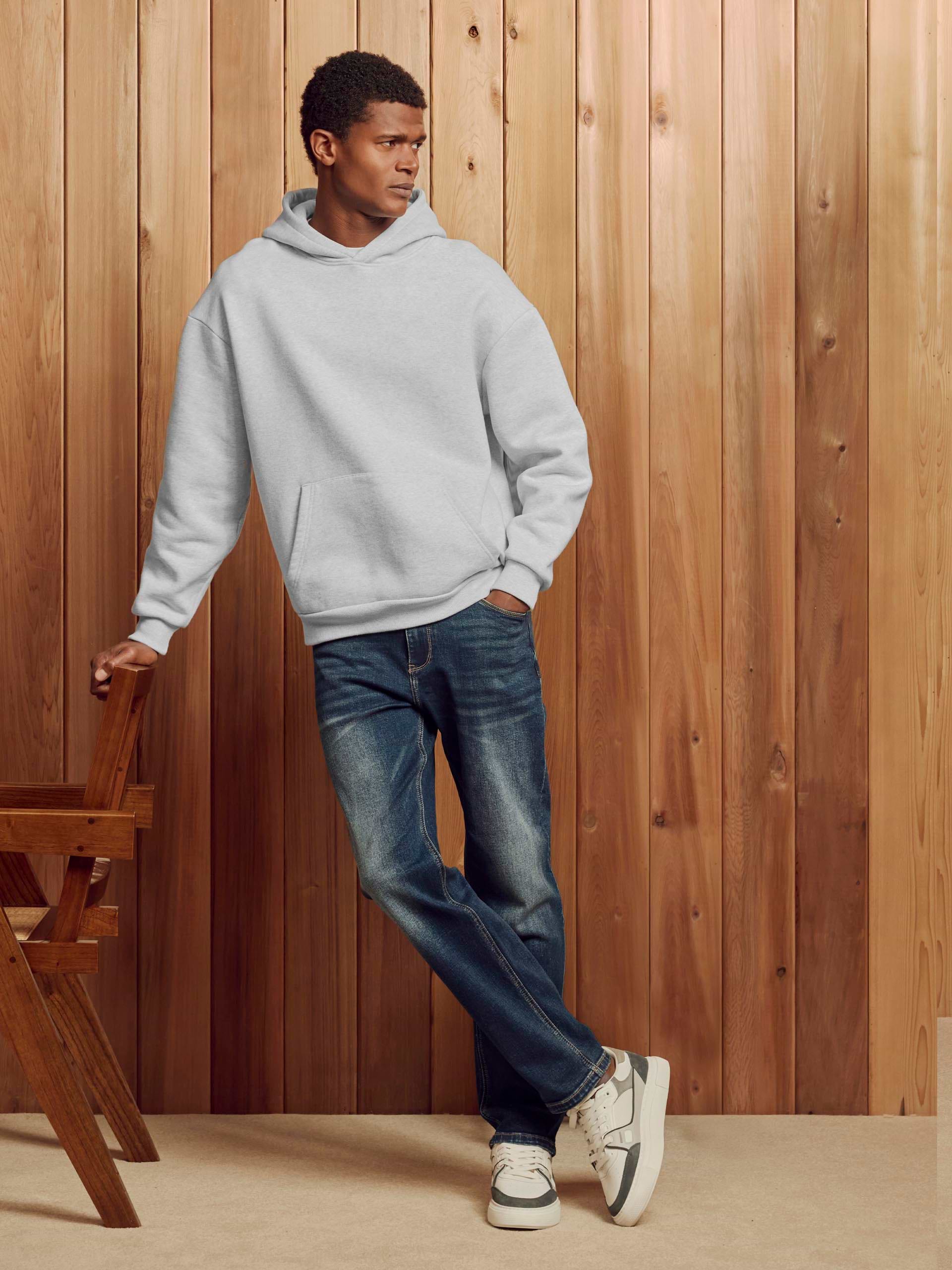 Straight Leg Denim Jeans in Vintage Blue