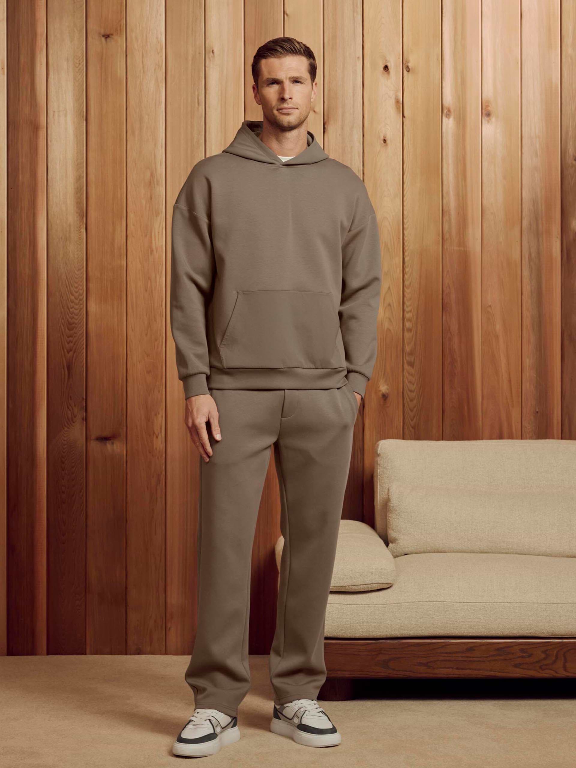 Interlock Jersey Relaxed Fit Hoodie in Taupe