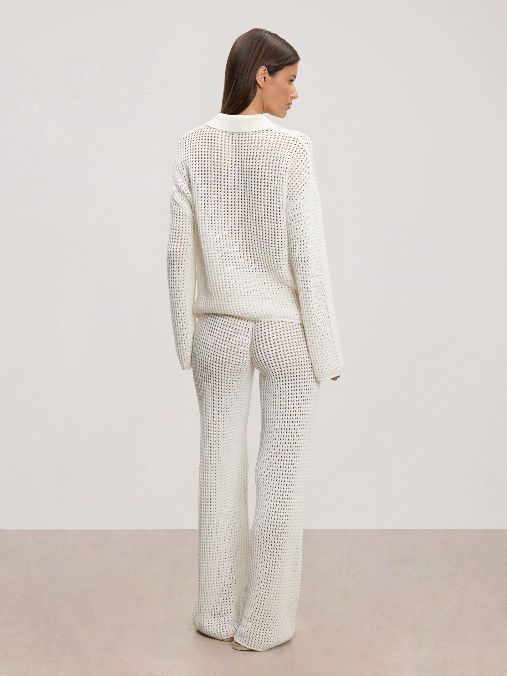 Womens Crochet Shirt in Ecru