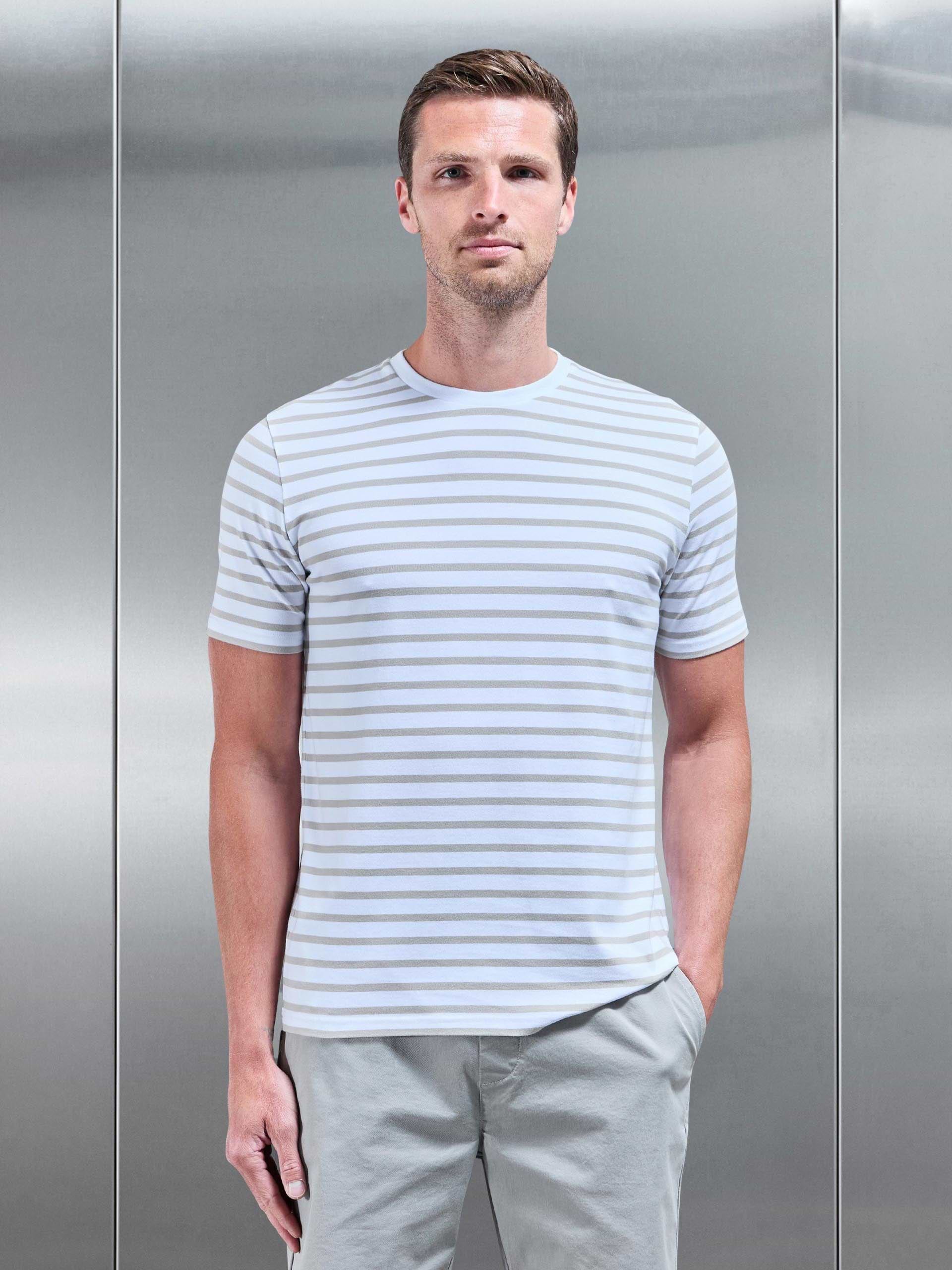 Basic Stripe T-Shirt in Stone White