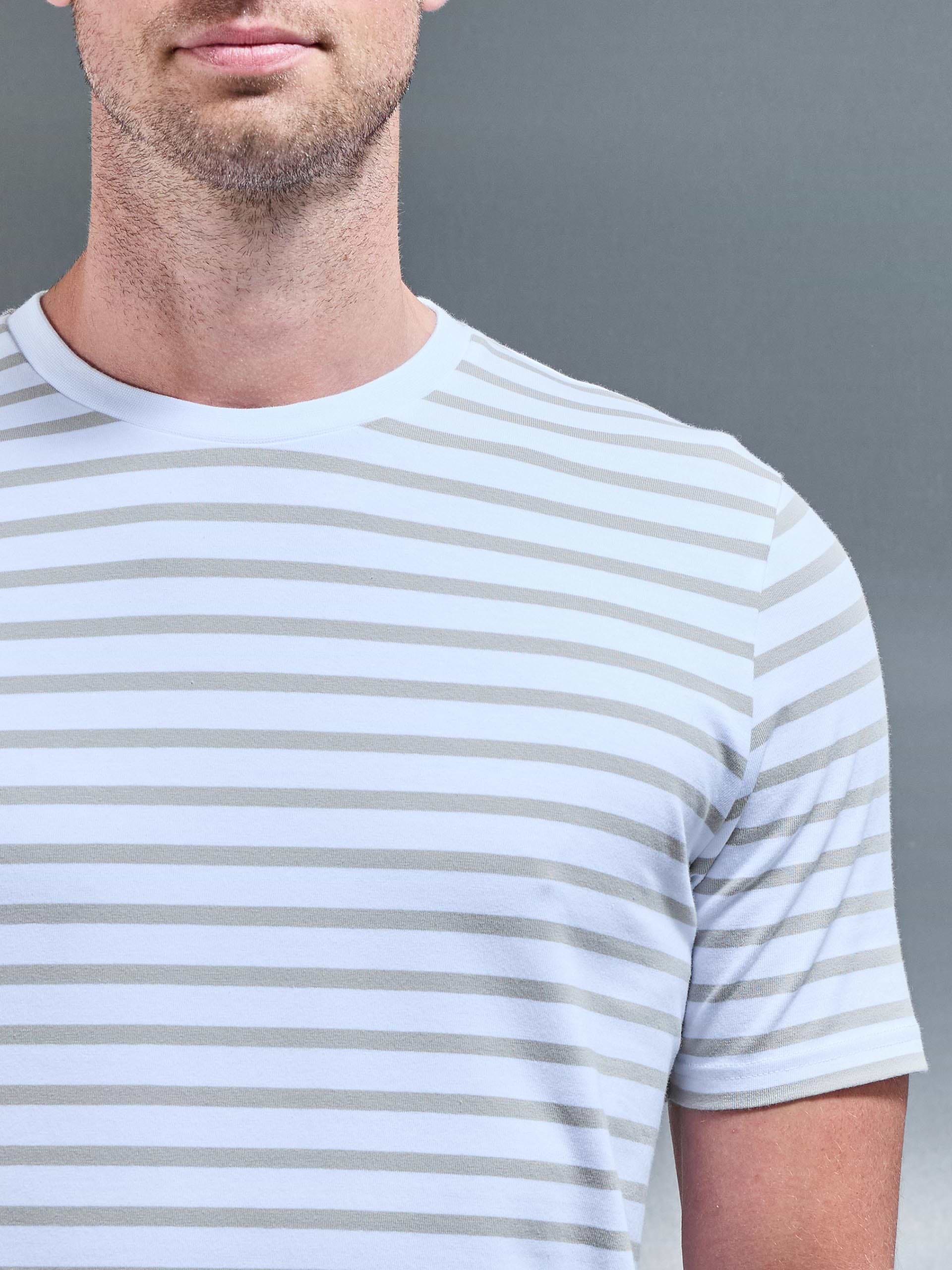 Basic Stripe T-Shirt in Stone White