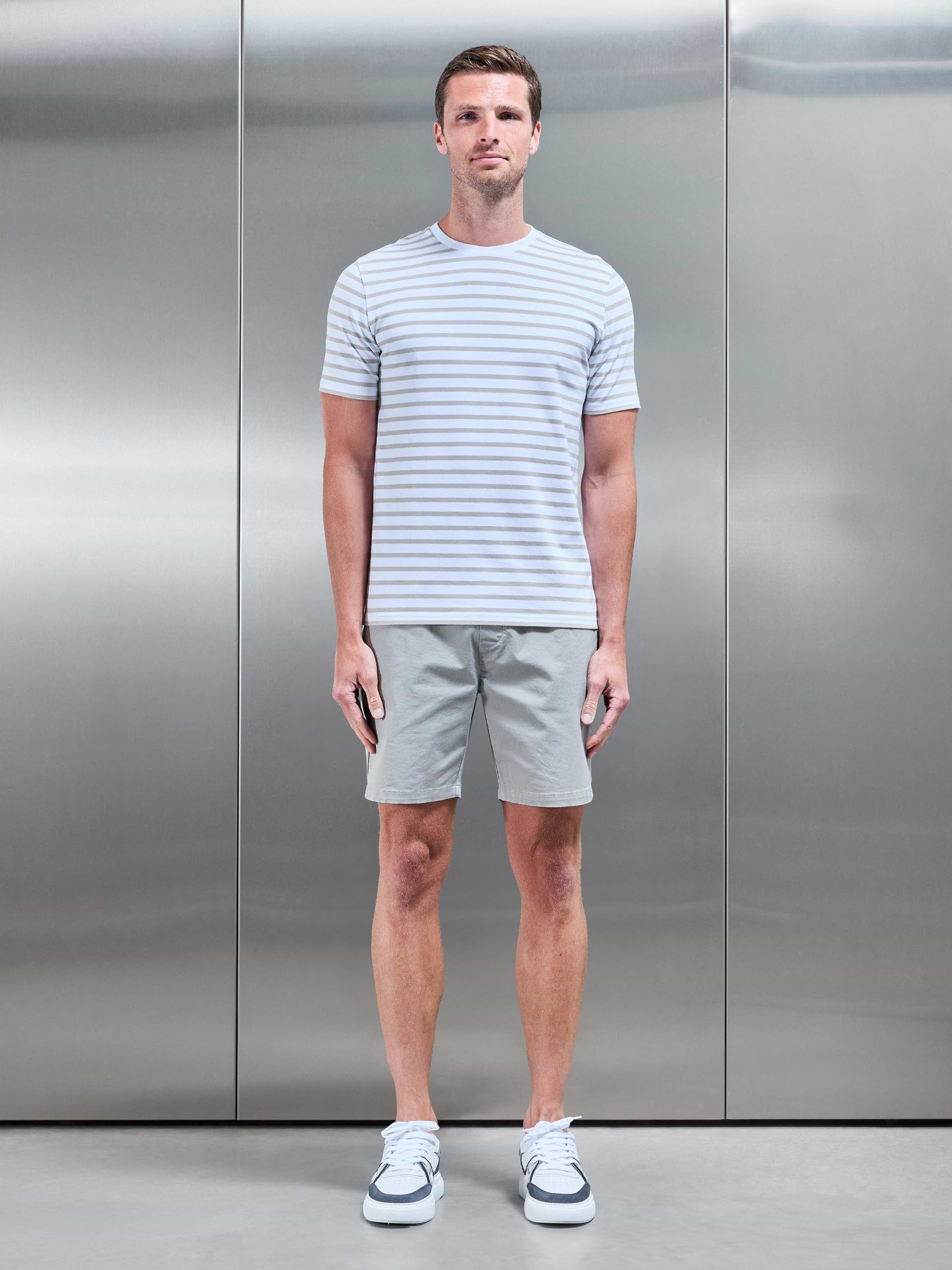 Basic Stripe T-Shirt in Stone White