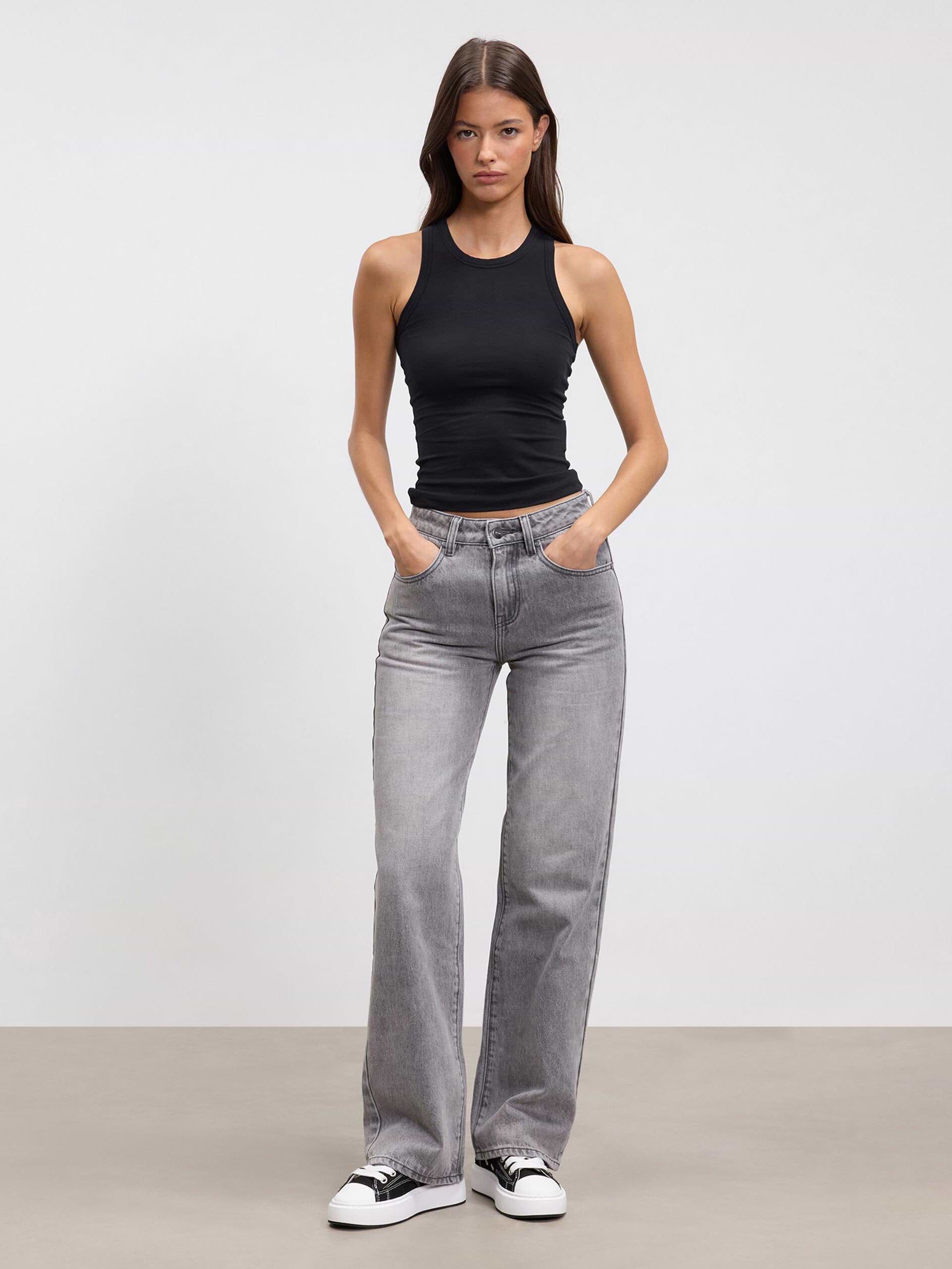 Womens Cotton Jersey Racer Vest in Black