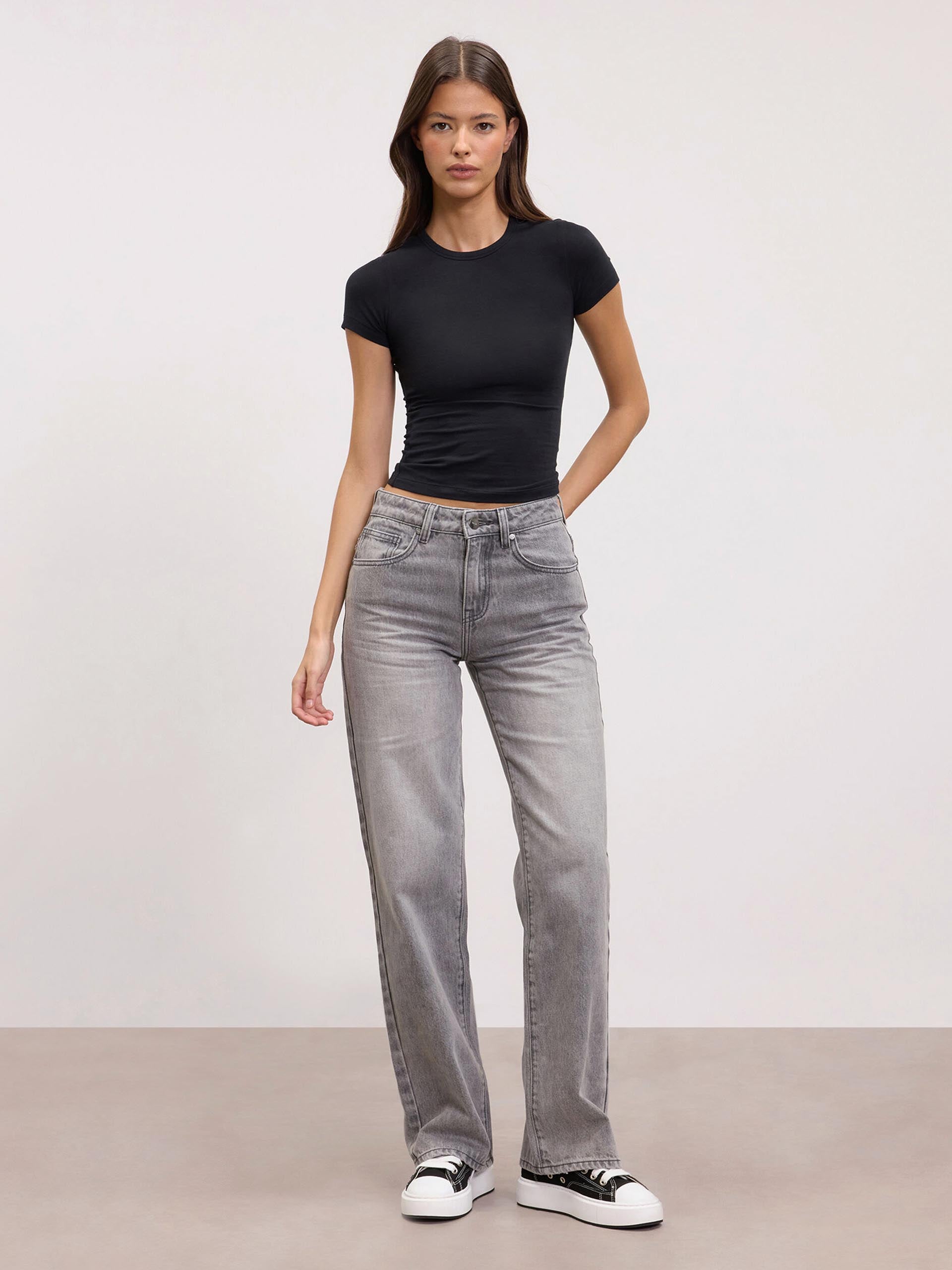 Womens Cotton Jersey T-Shirt in Black