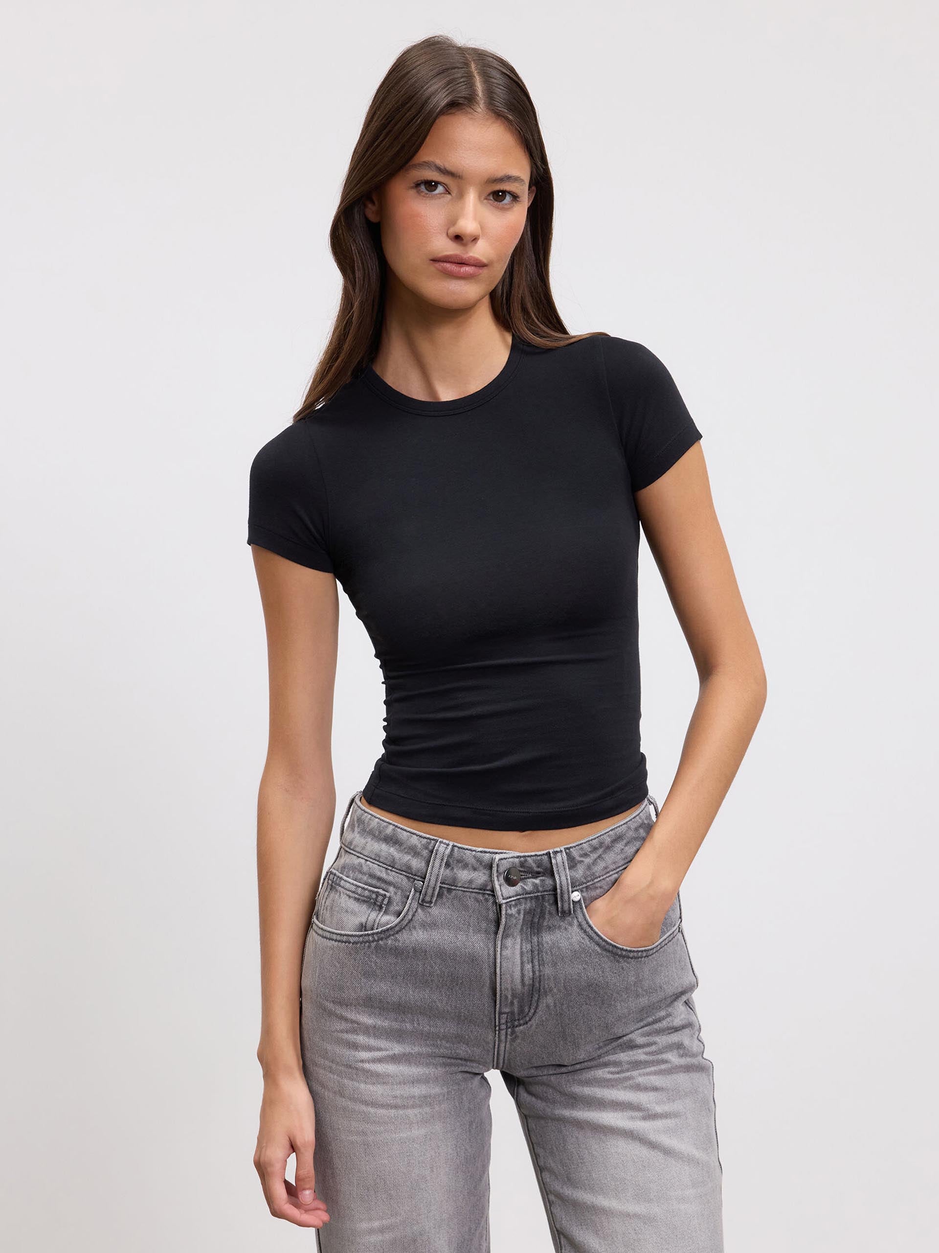 Womens Cotton Jersey T-Shirt in Black