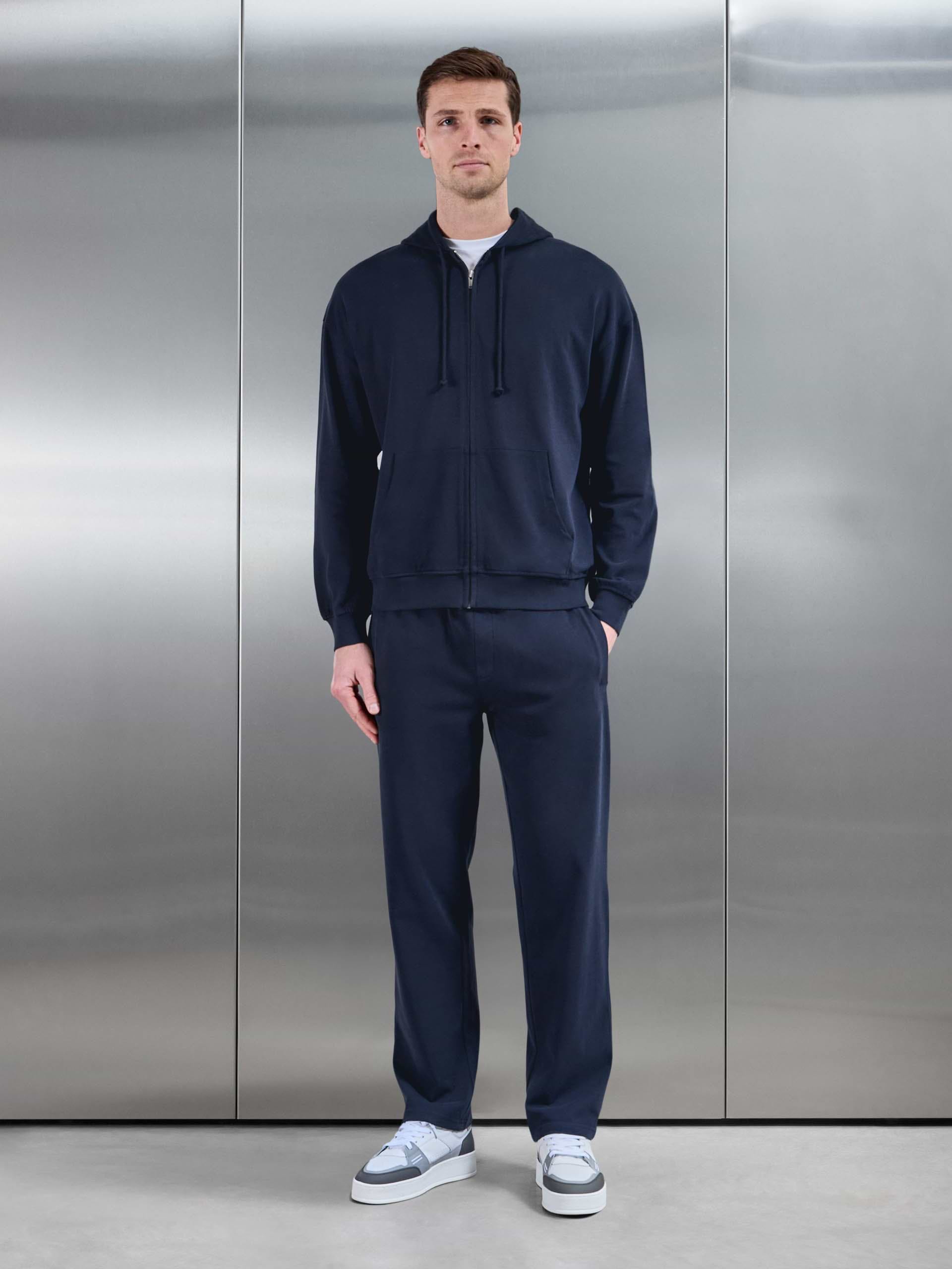 Brushed Relaxed Hoodie in Navy
