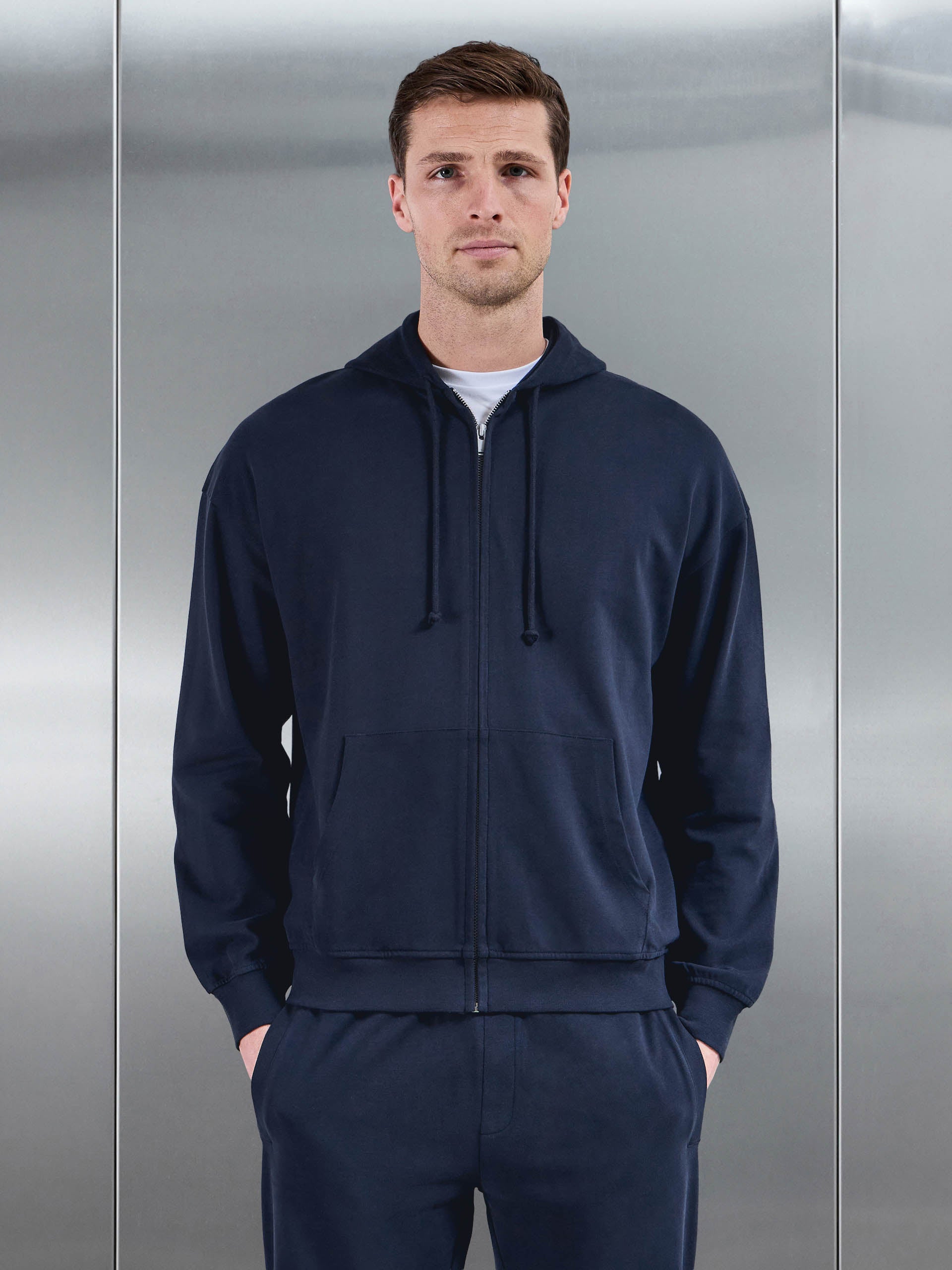 Brushed Relaxed Hoodie in Navy