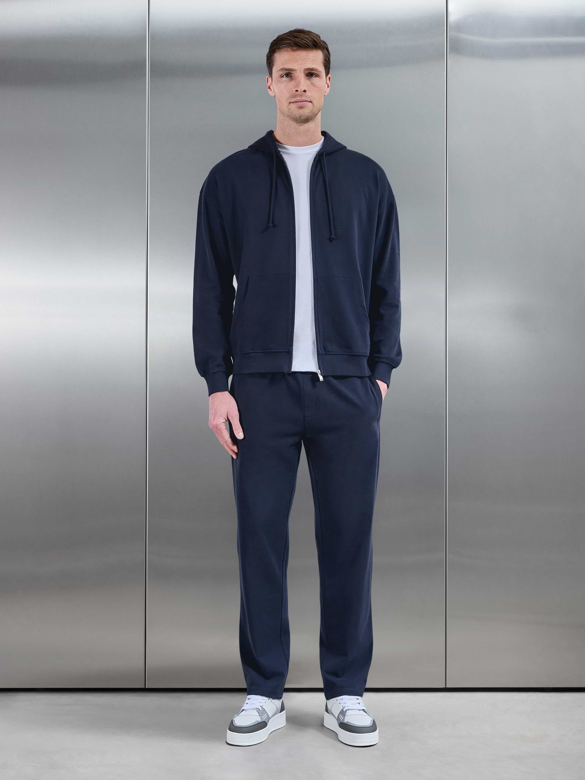 Brushed Relaxed Hoodie in Navy