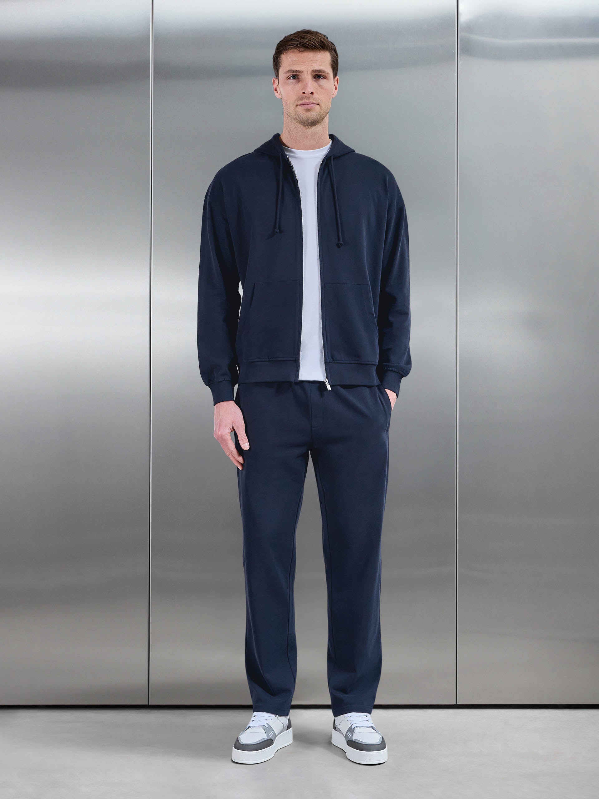 Brushed Relaxed Hoodie in Navy