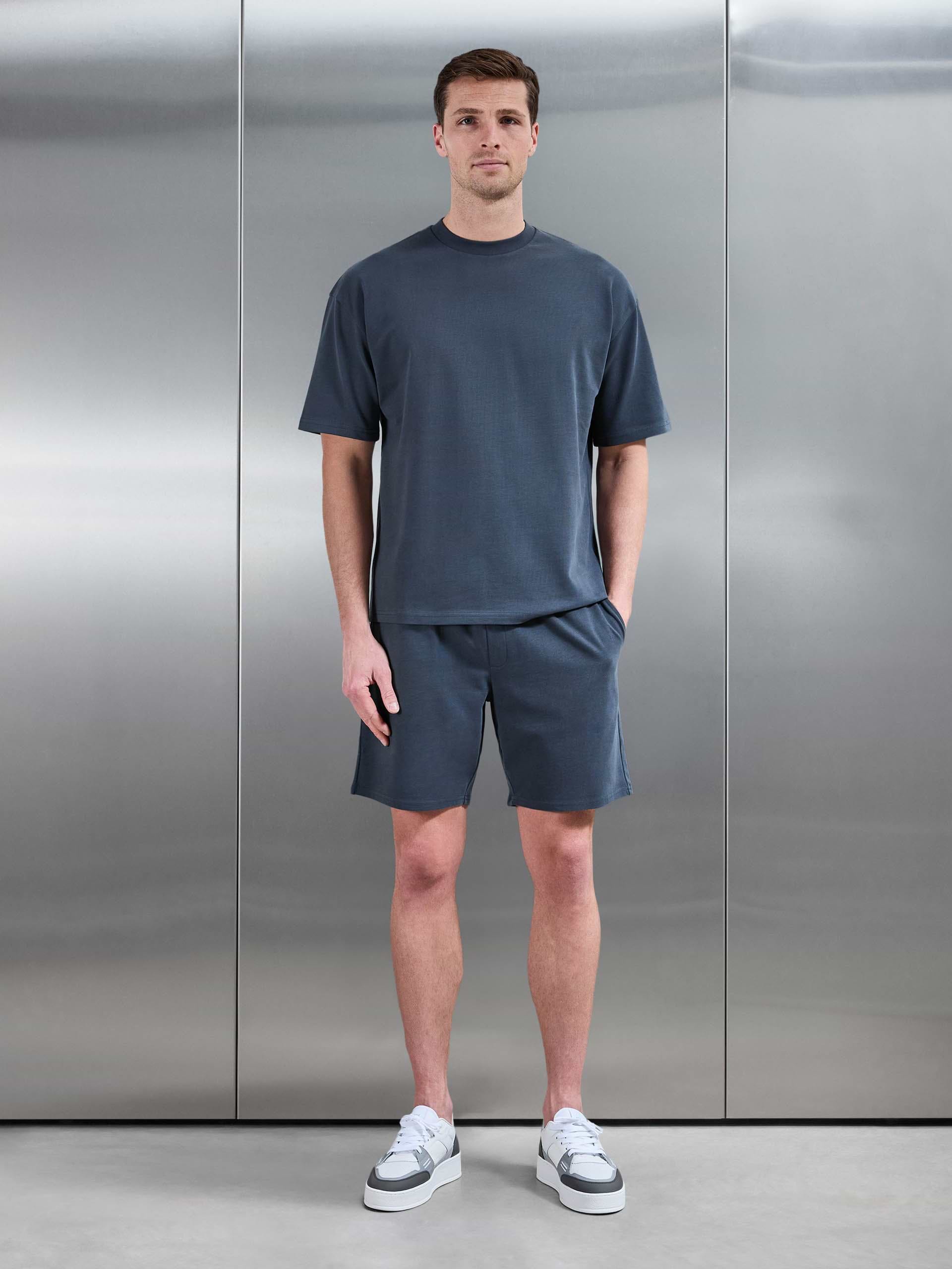 Brushed Relaxed Short in Slate Blue