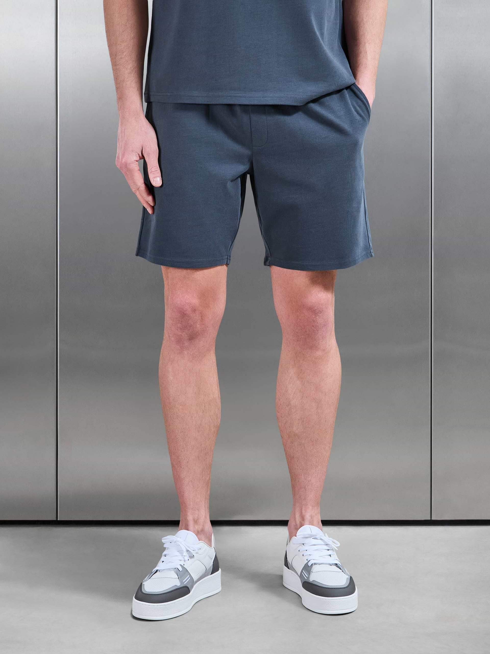 Brushed Relaxed Short in Slate Blue