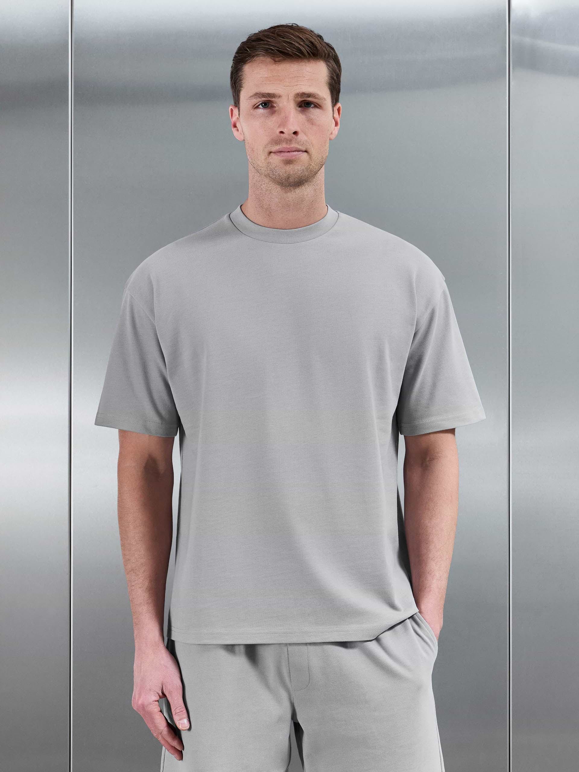 Brushed Relaxed T-Shirt in Mid Grey