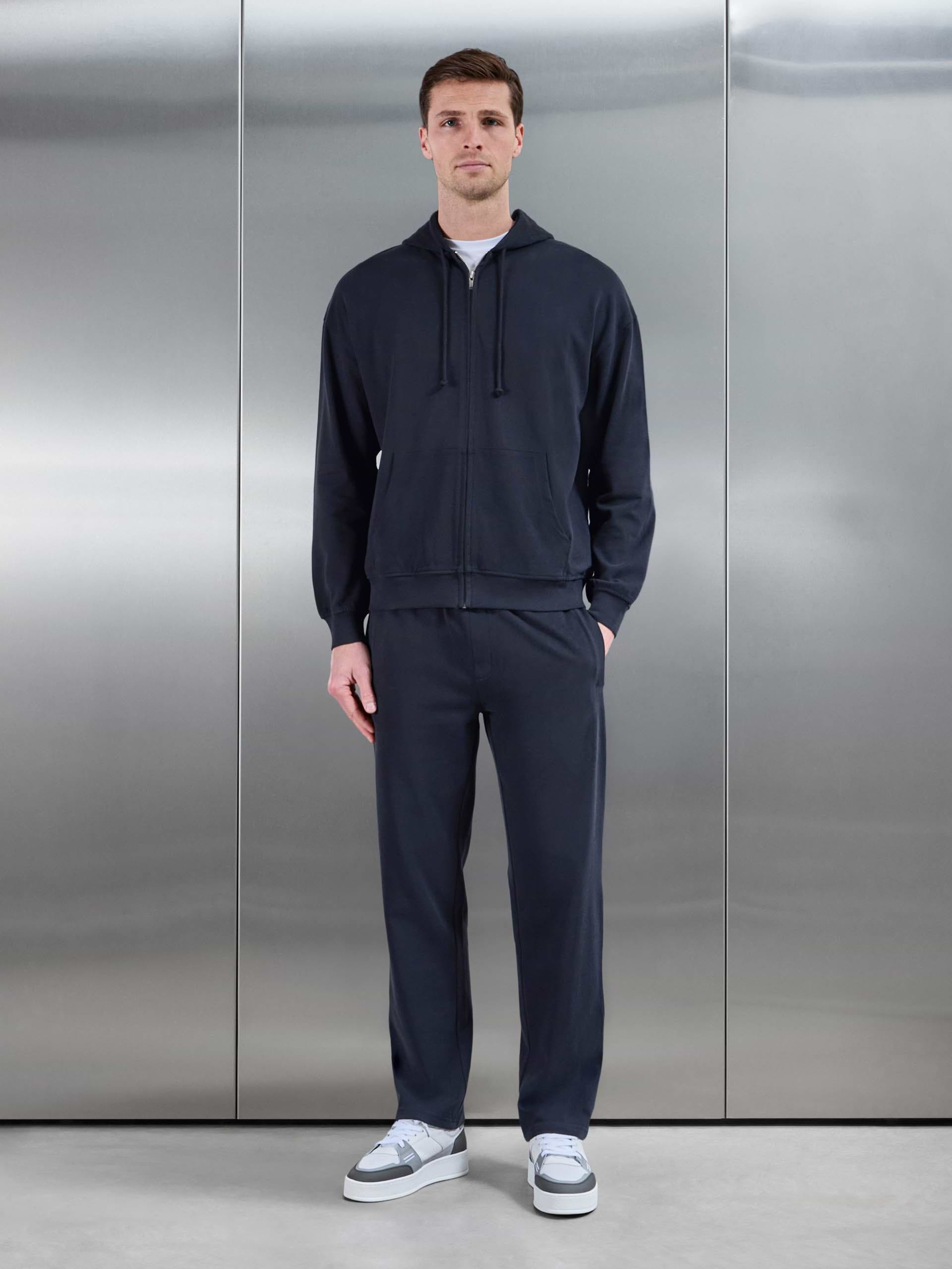 Brushed Straight Leg Jogger in Navy