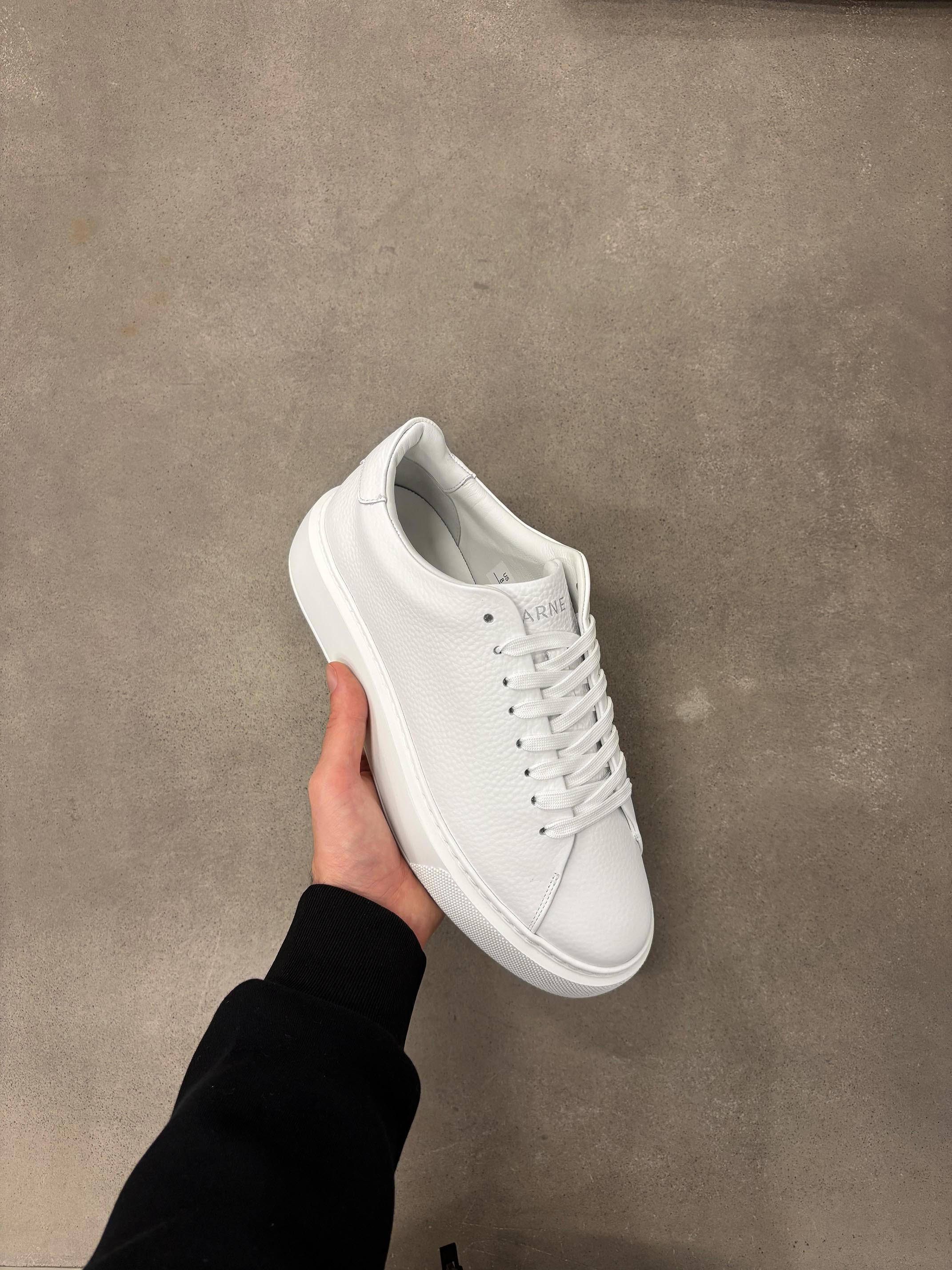 Basic Essential Leather Trainer in Triple White